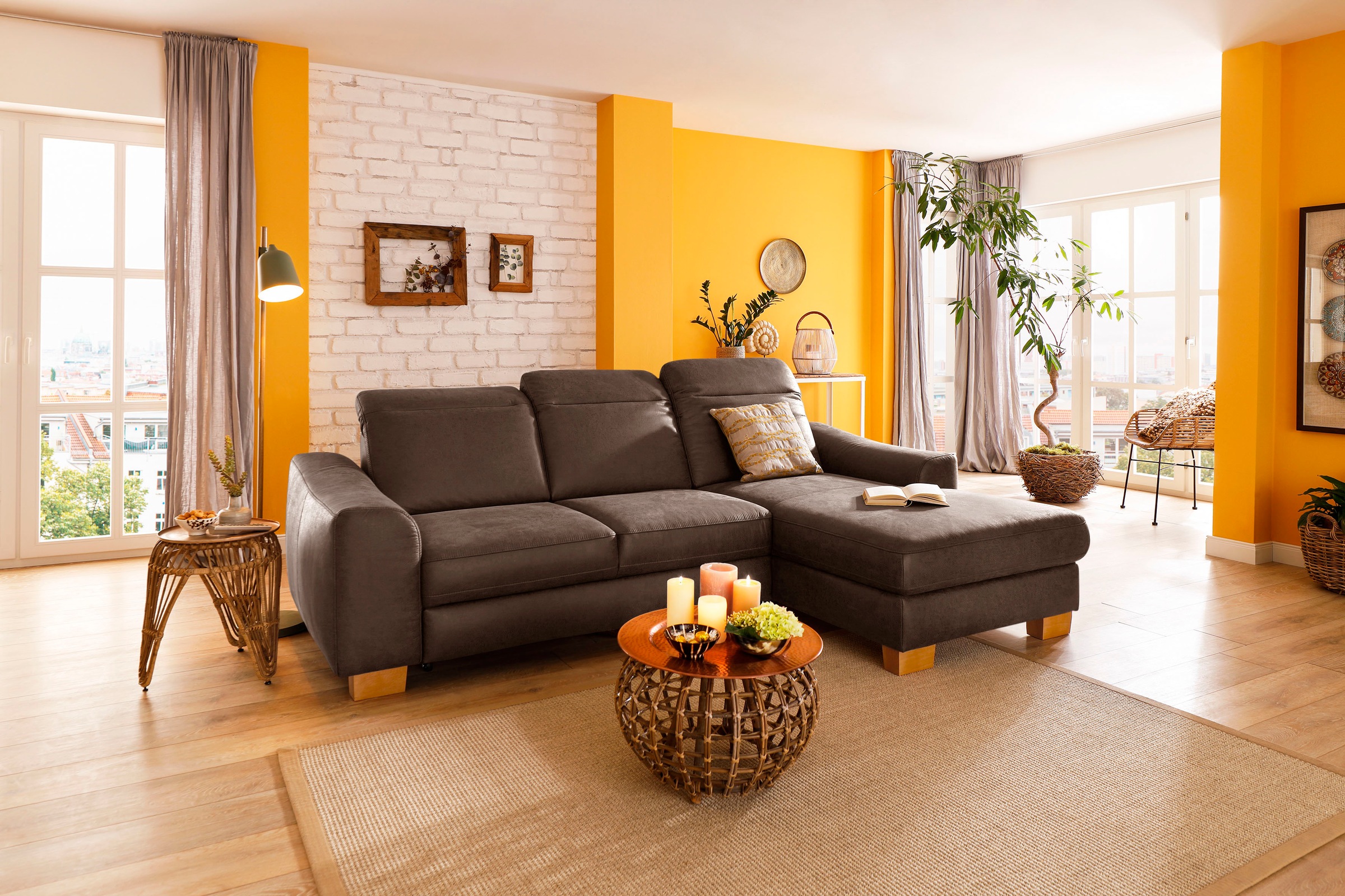 Home affaire Ecksofa "Dundee L-Form" wahlweise mit Kopfteilverstellung und günstig online kaufen