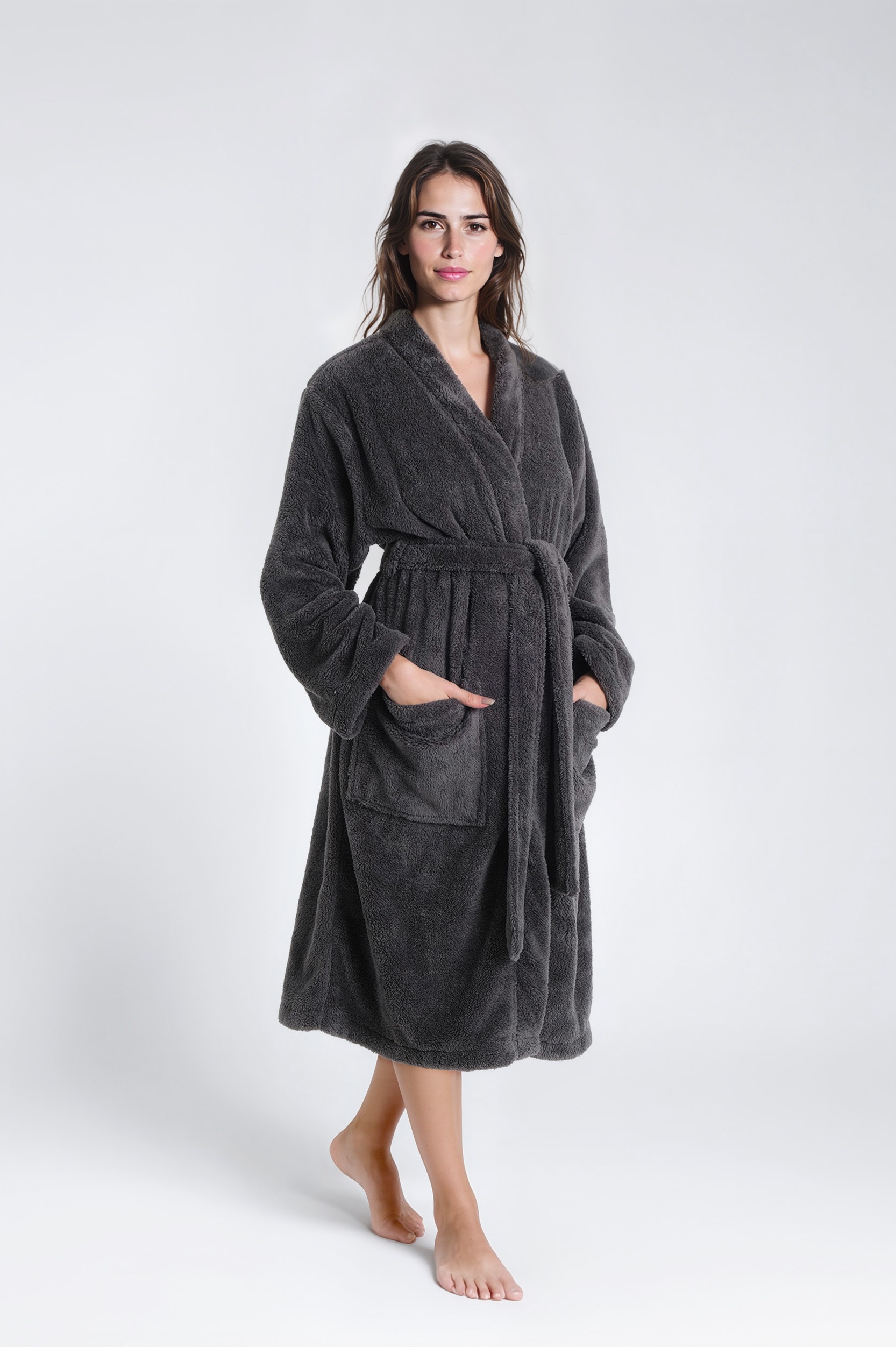 my home Unisex-Bademantel »Lillou Kimono, ideal für Sauna & Spa, Hotelbademantel, Morgenmantel«, (1 St.), kuschelig weicher Fleece, für Damen und Herren, XS-3XL