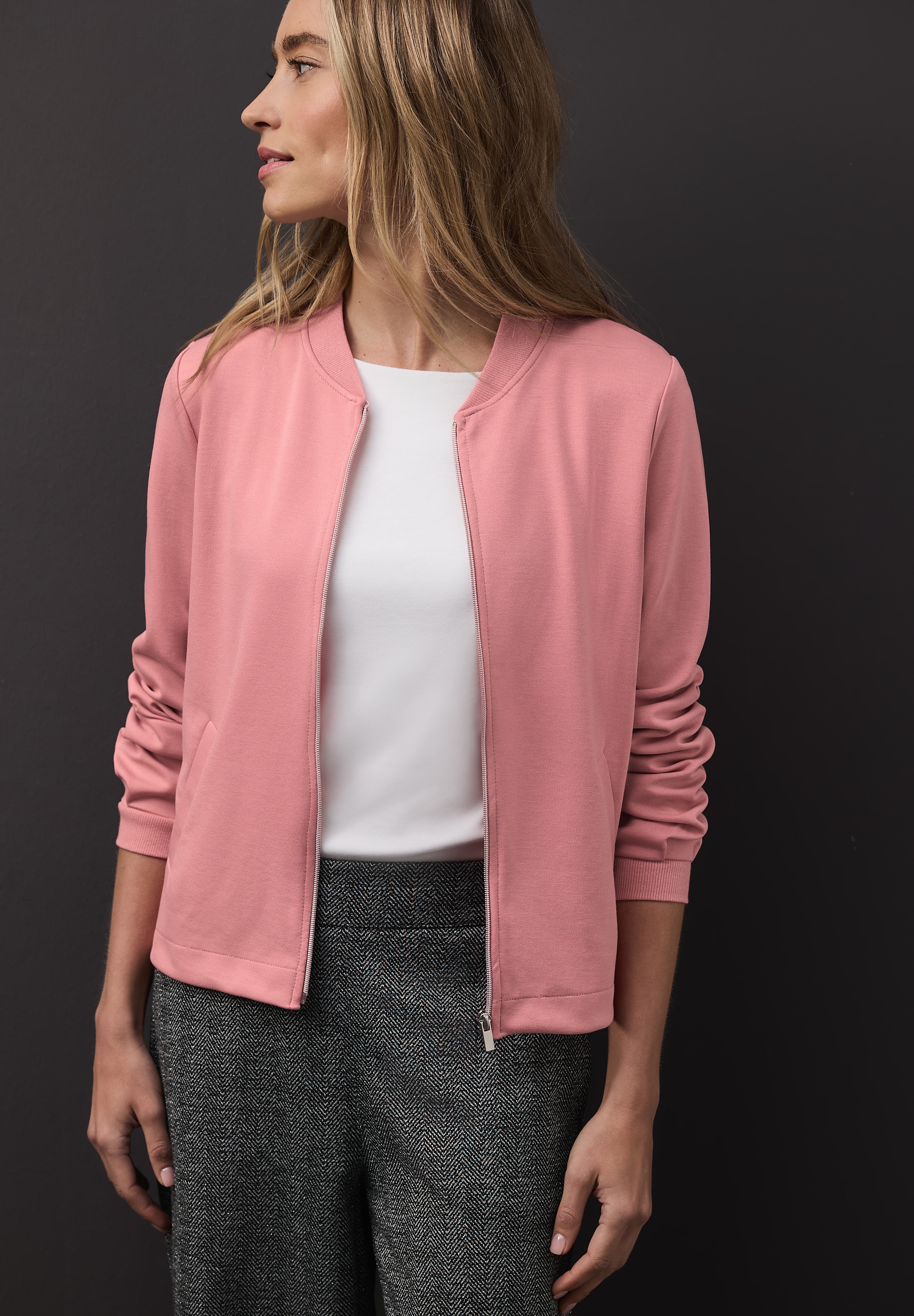 STREET ONE Sweatjacke in Blouson-Optik und mit Glitzer