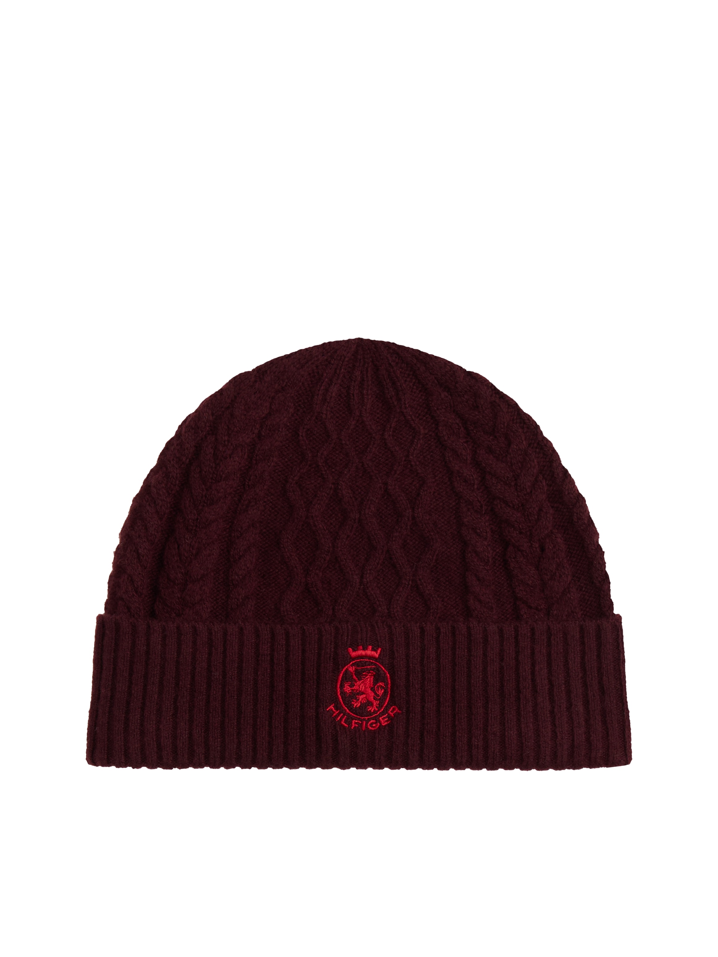 Tommy Hilfiger Beanie "TH CREST KNIT" Zopfstrickmuster, mit TH-Wappen günstig online kaufen