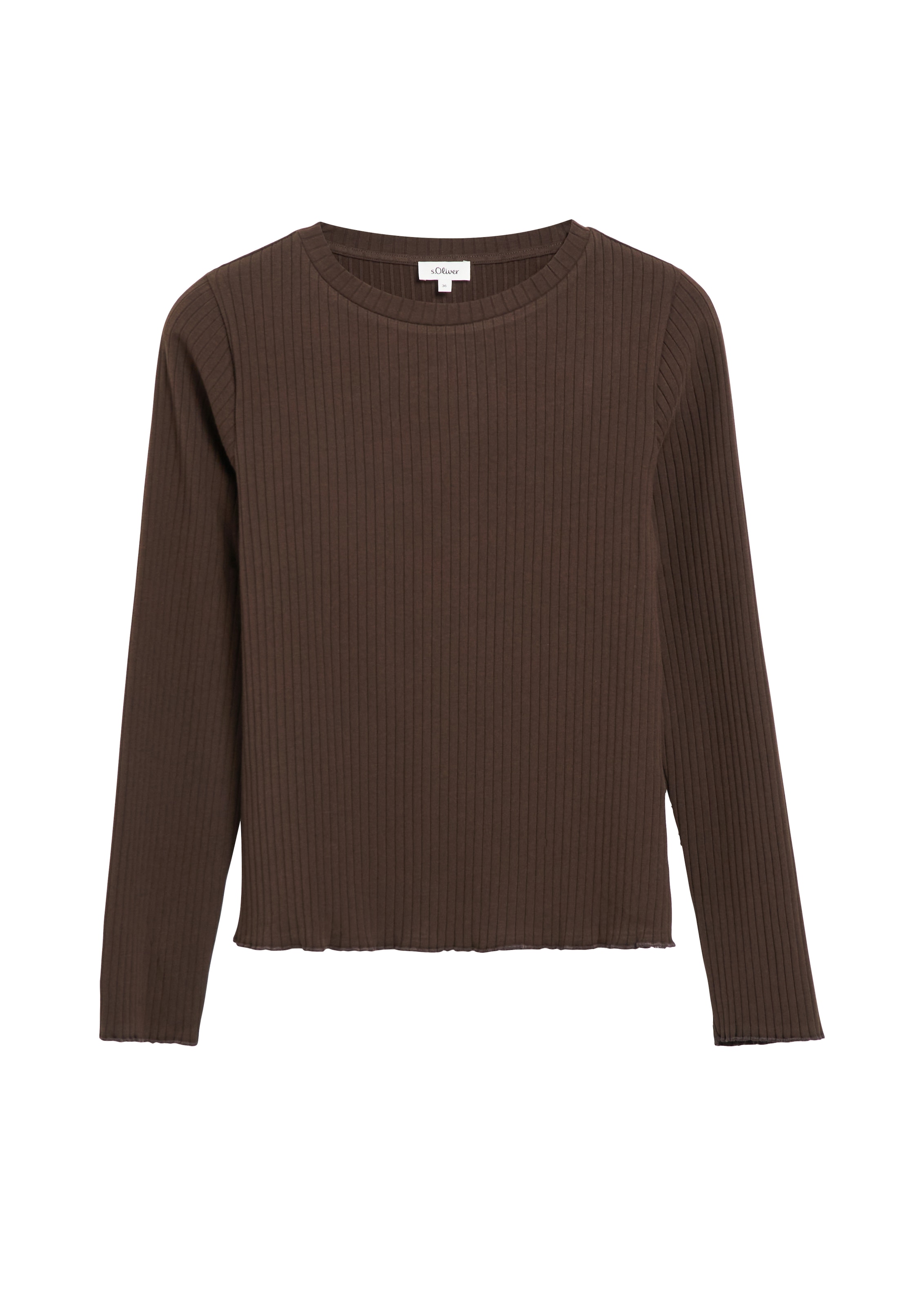 s.Oliver Langarmshirt in Ripp-Optik und mit Rundhals / Stretch