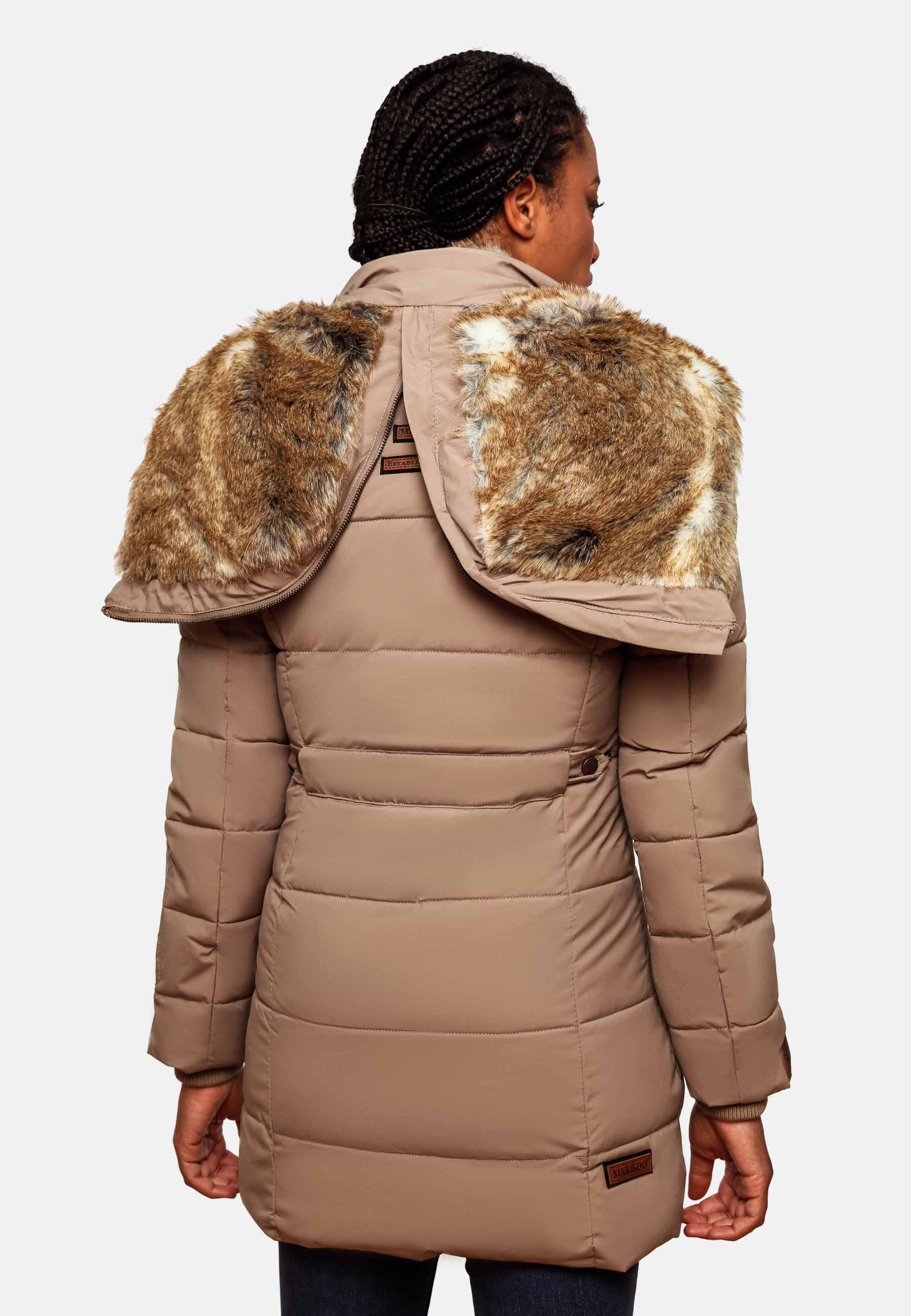Marikoo Wintermantel »Lieblings Jacke«, stylischer Winter Steppmantel m. Kunstpelz-Kapuze