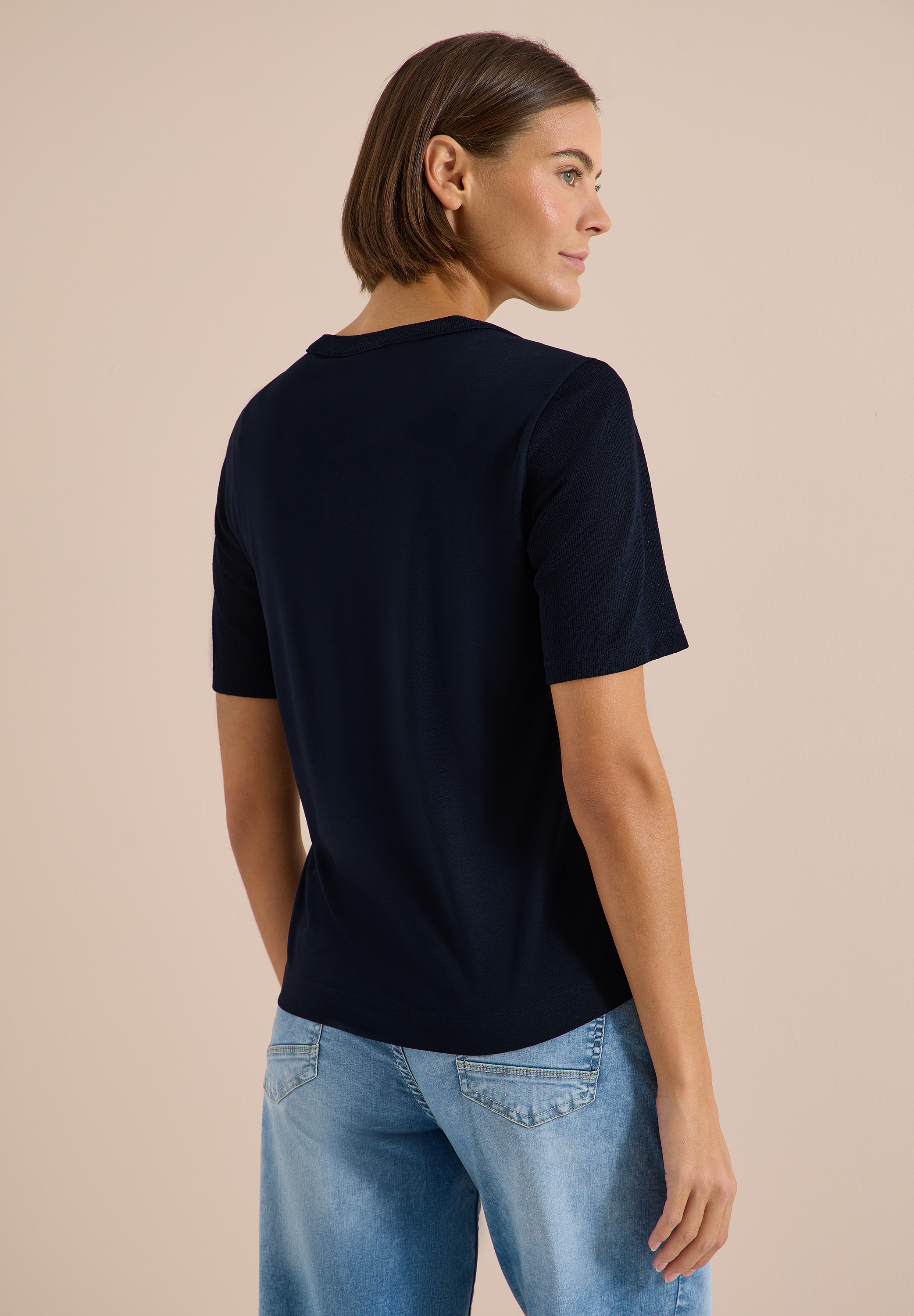 Cecil Kurzarmbluse aus softem Materialmix