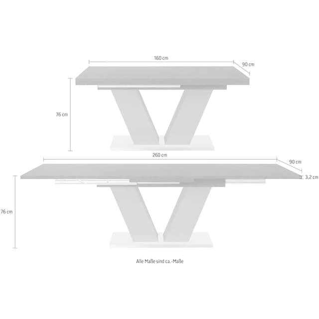Mäusbacher Esstisch »Komfort D«, mit V-Gestell in graphit und mit  Auszugsfunktion, Breite 160-260 cm bestellen | BAUR