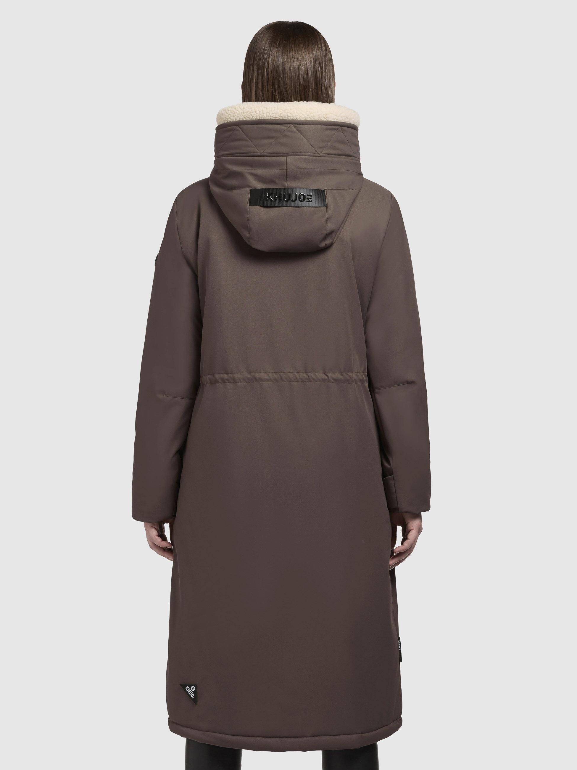 Thumbnail - khujo Wintermantel "Agneta-YM" Langer Damen Mantel mit weichem Teddyfleece an der Kapuze