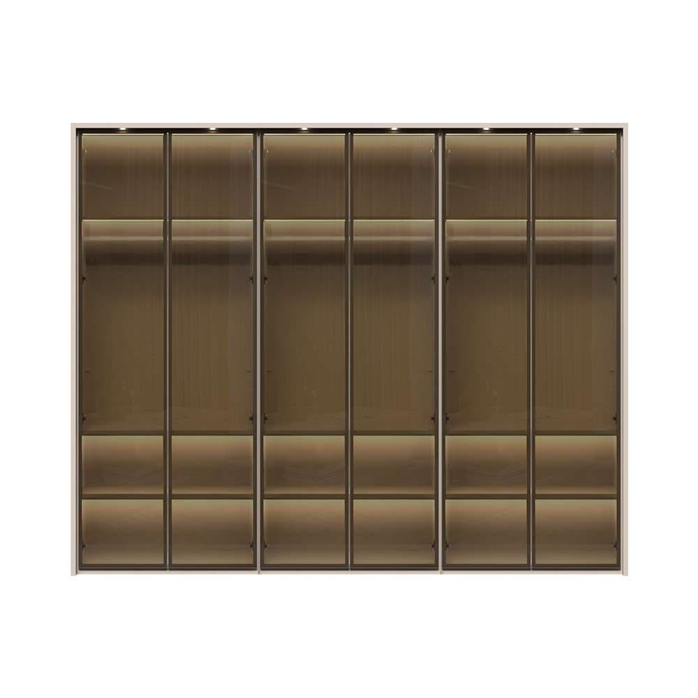 Places of Style Drehtürenschrank »Opera Parsol-Glastüren, LED-Glasbodenbeleuchtung, mit und ohne Kranz«, Glastüren, UV-Lack, LED-Innenbeleuchtung, Soft-Close-Funktion