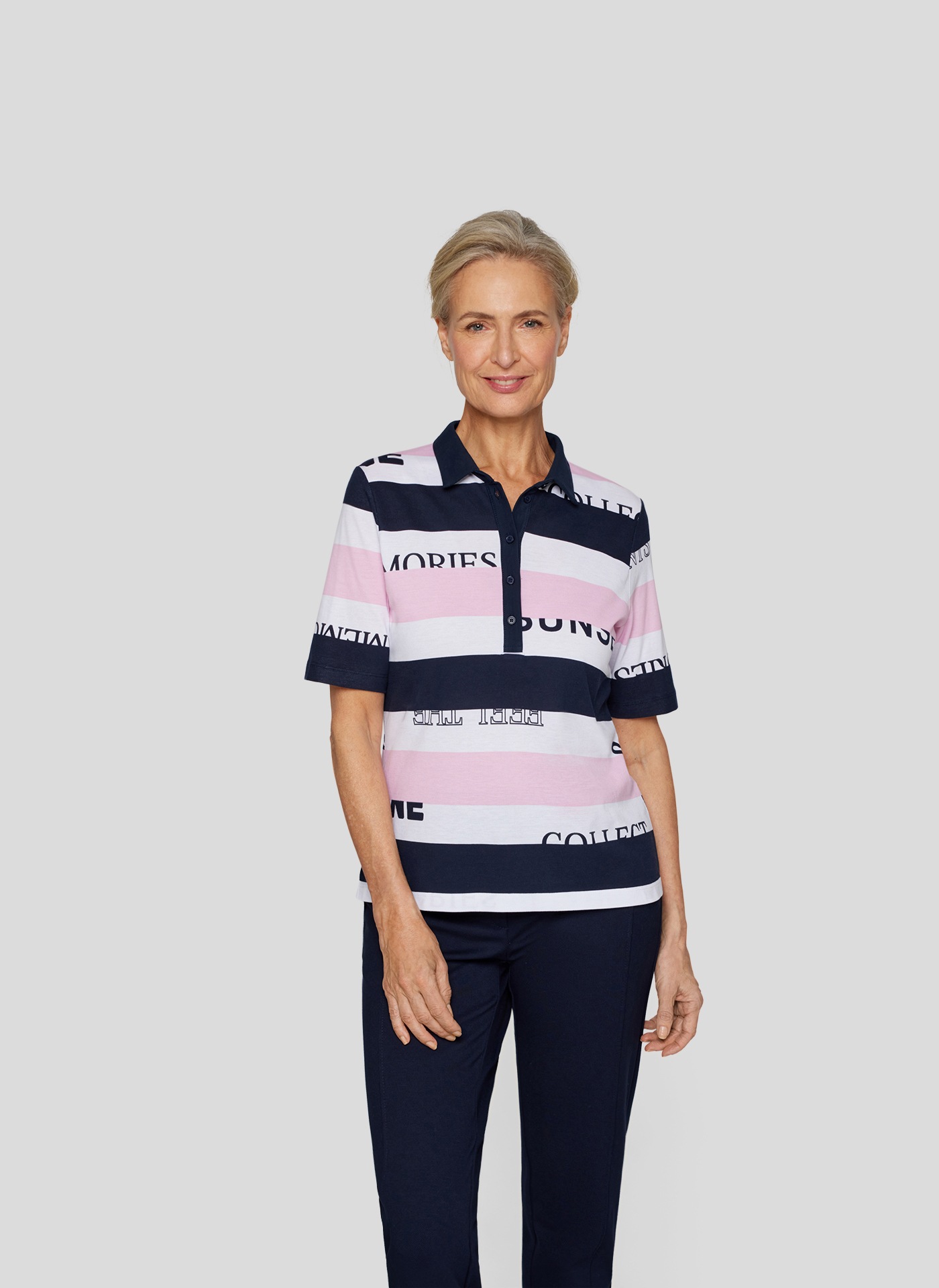 Rabe Print-Shirt "Rabe Poloshirt mit sportivem Streifenmuster und Schriftzü günstig online kaufen