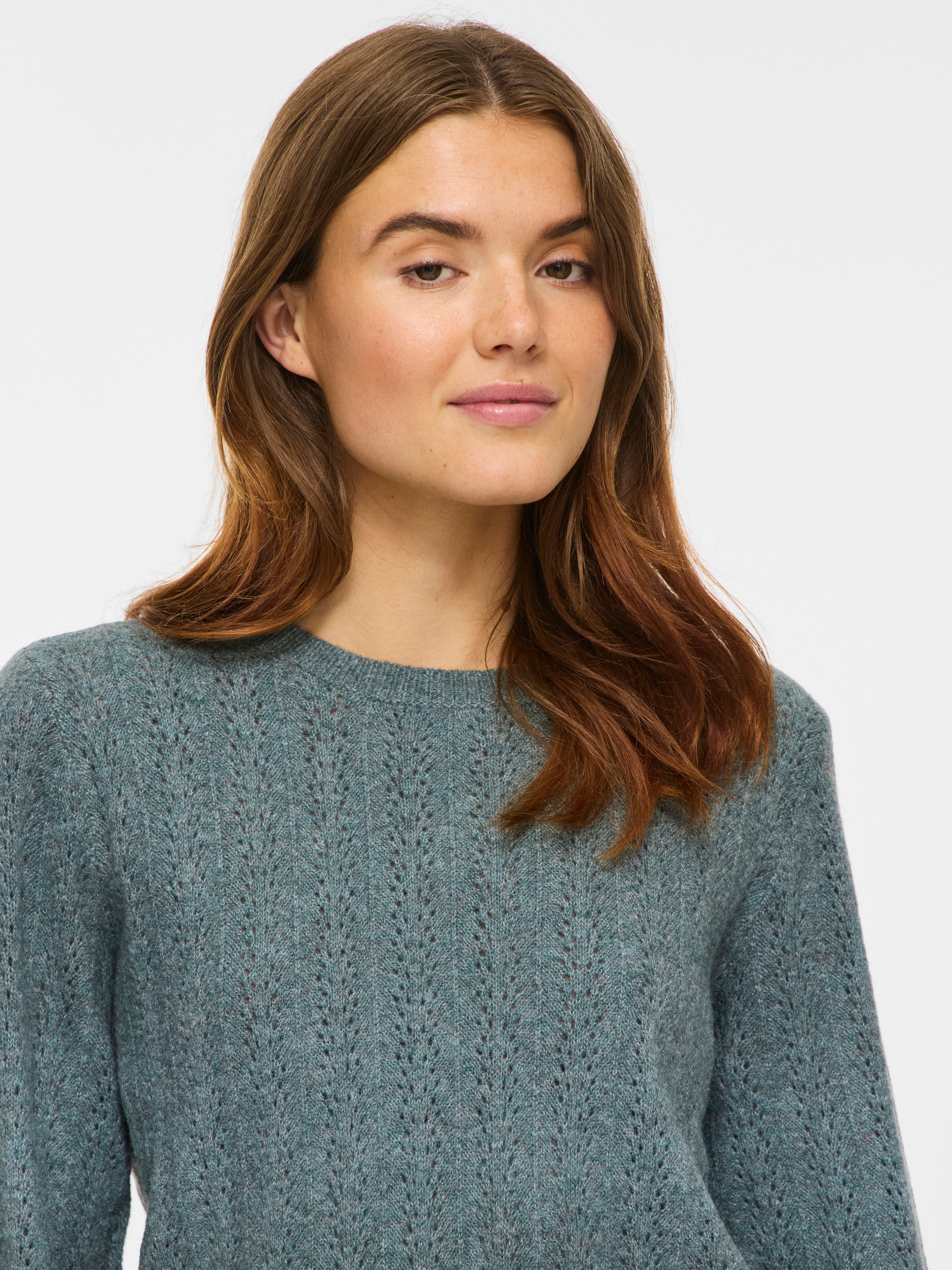 Vila Strickpullover »VILIGA POINTELLE L/S O-NECK TOP -NOOS« Materialmix