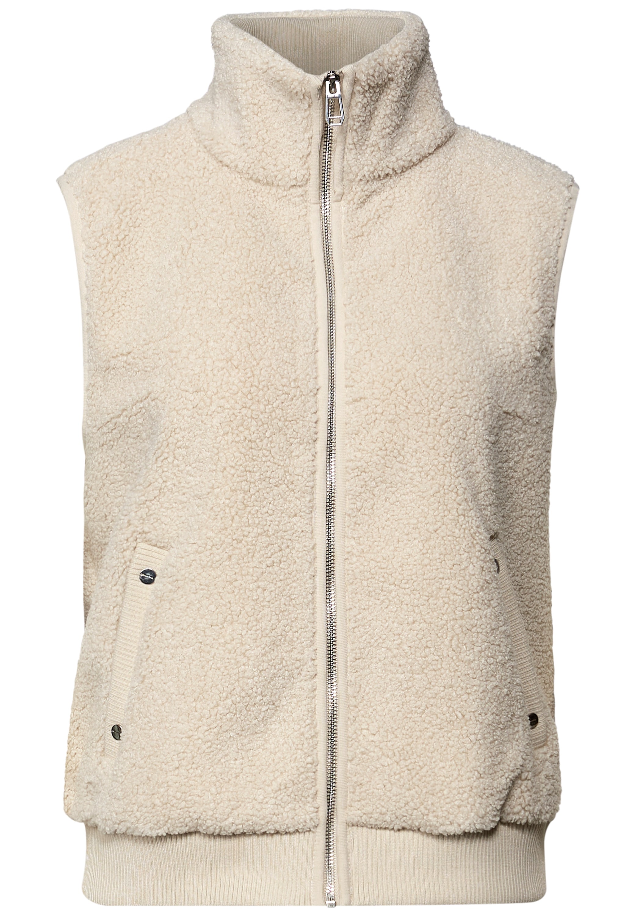 STREET ONE Fellweste, Teddy Weste mit Strickdetail