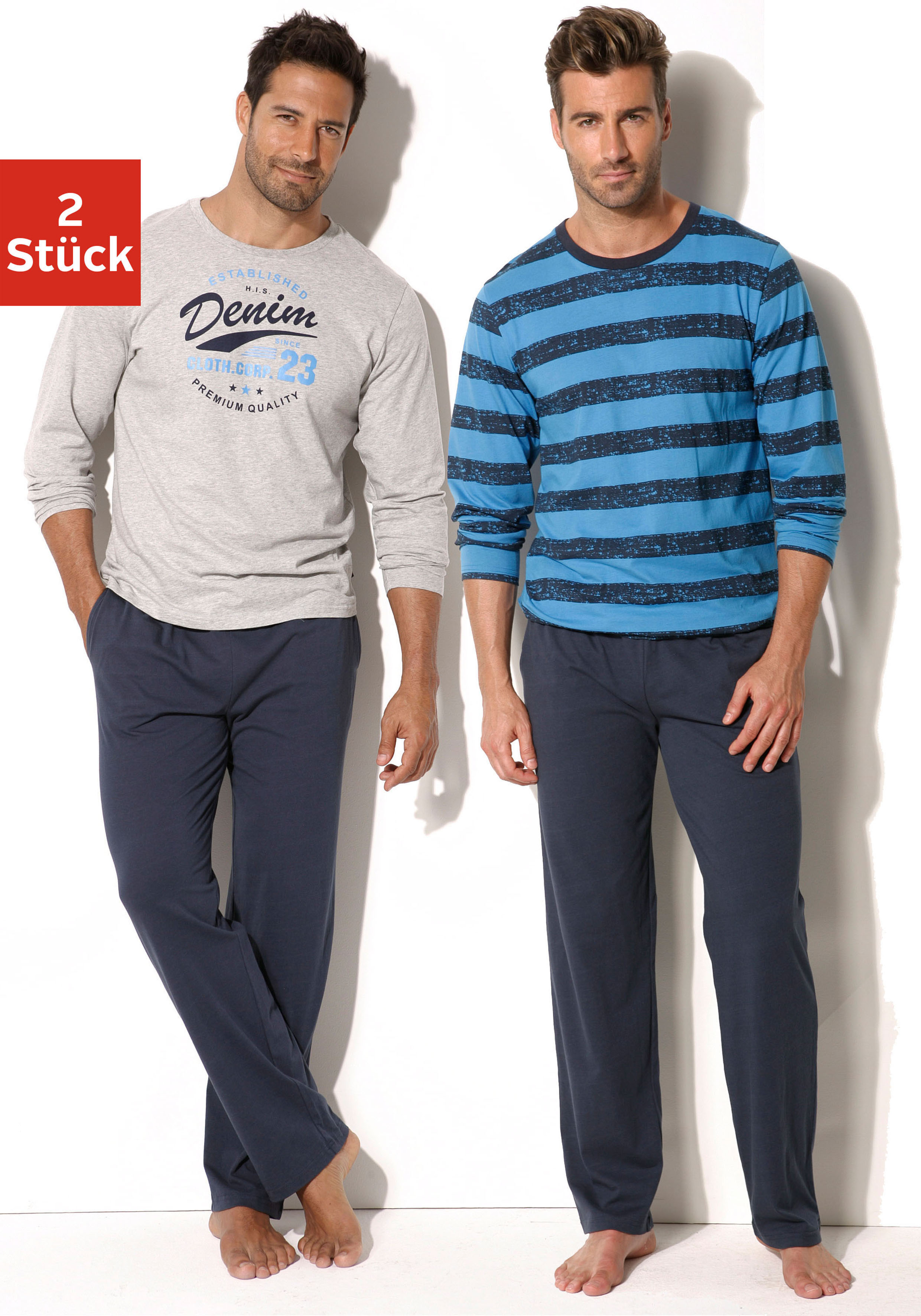 H.I.S Pyjama Packung, 4 tlg. Schlafanzug mit unterschiedlichem Design