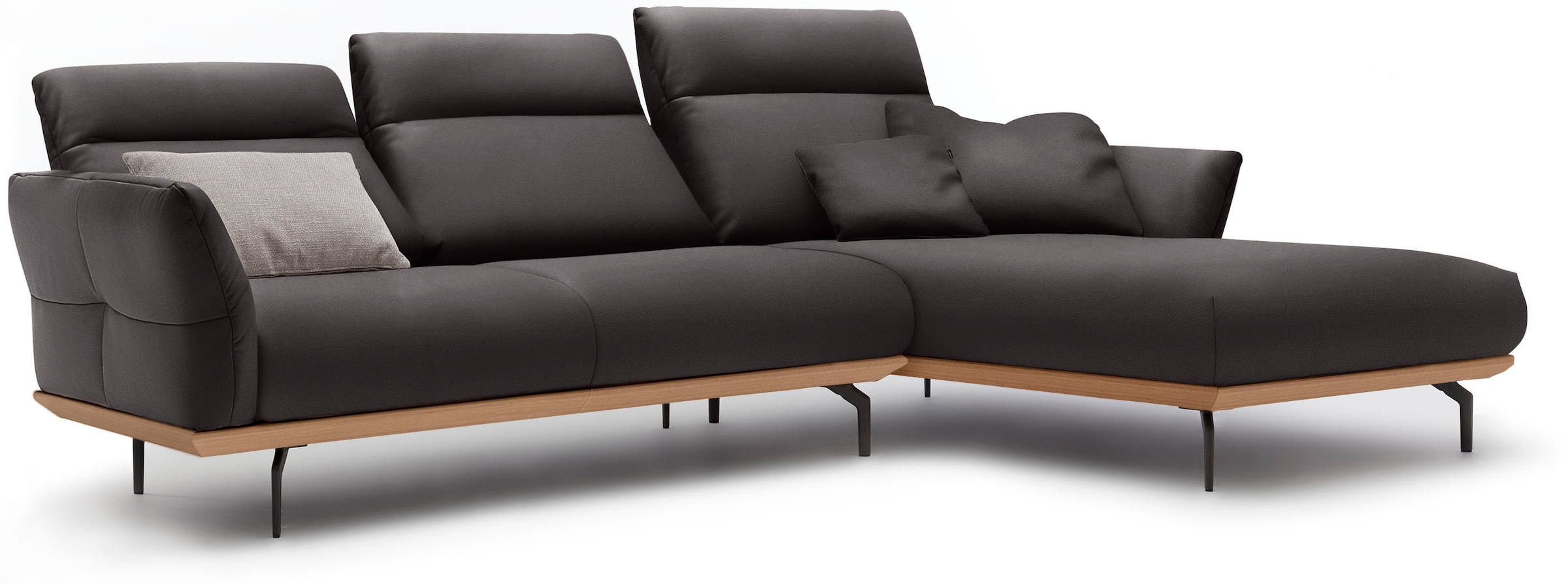 Creation BY ROLF BENZ Ecksofa »CR.460«, Sockel in Eiche, Alugussfüße in umbragrau, Breite 298 cm