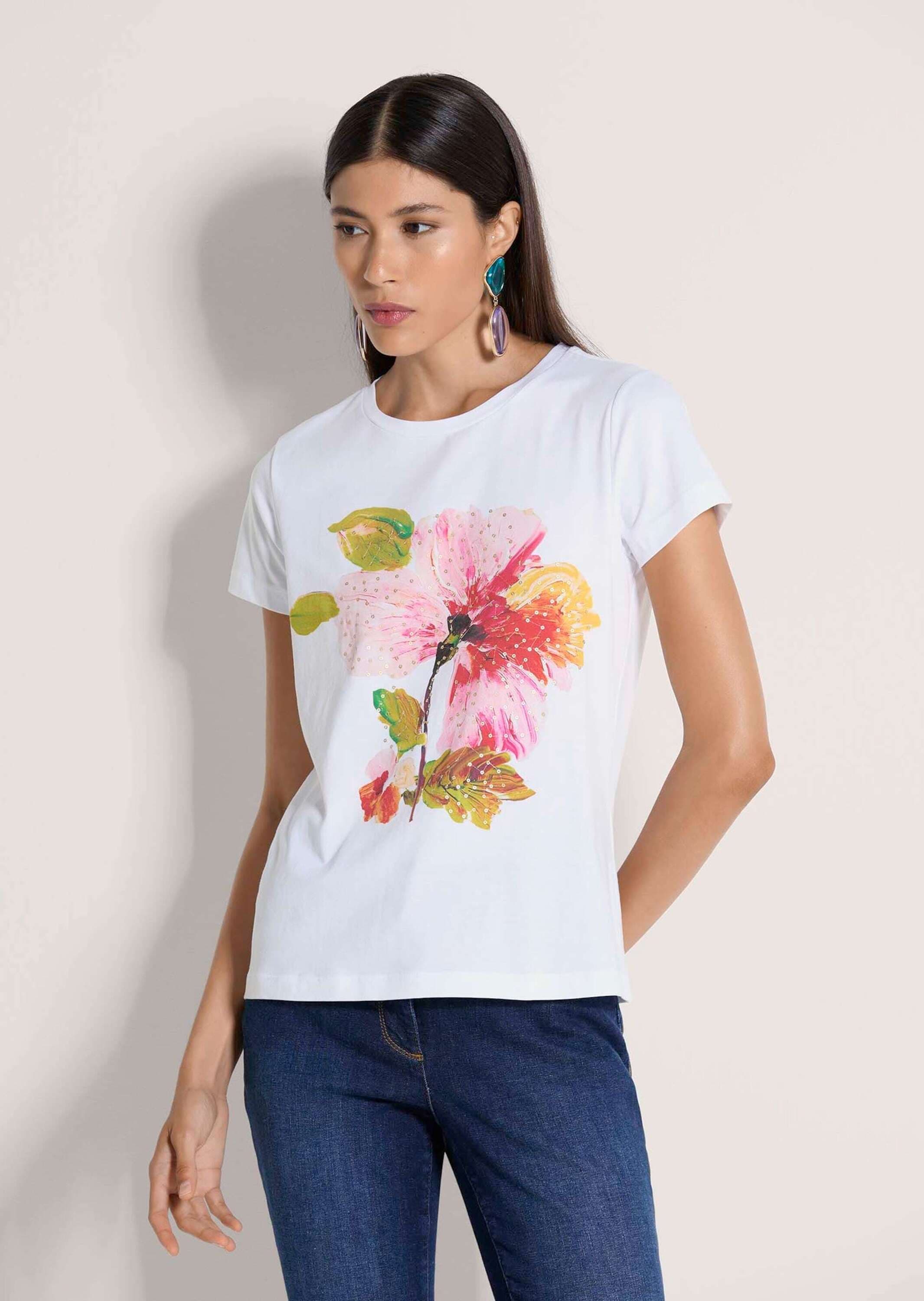 MADELEINE Print-Shirt »Shirt Florales Print-Shirt mit Pailletten, Kurzarm«