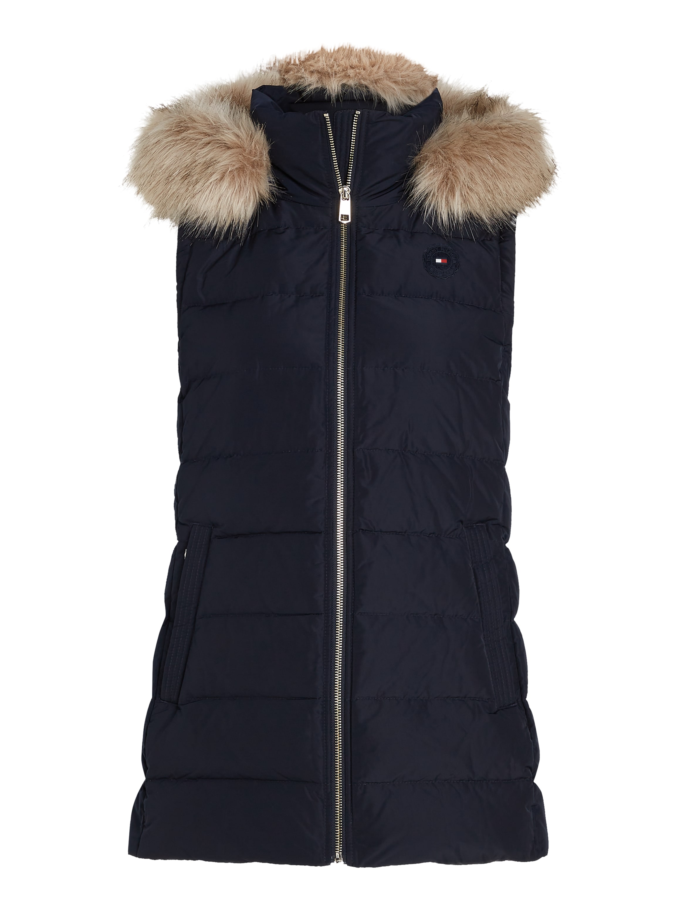 Tommy Hilfiger Steppweste »HERITAGE DOWN TYRA VEST WITH FUR«, mit Logopatch