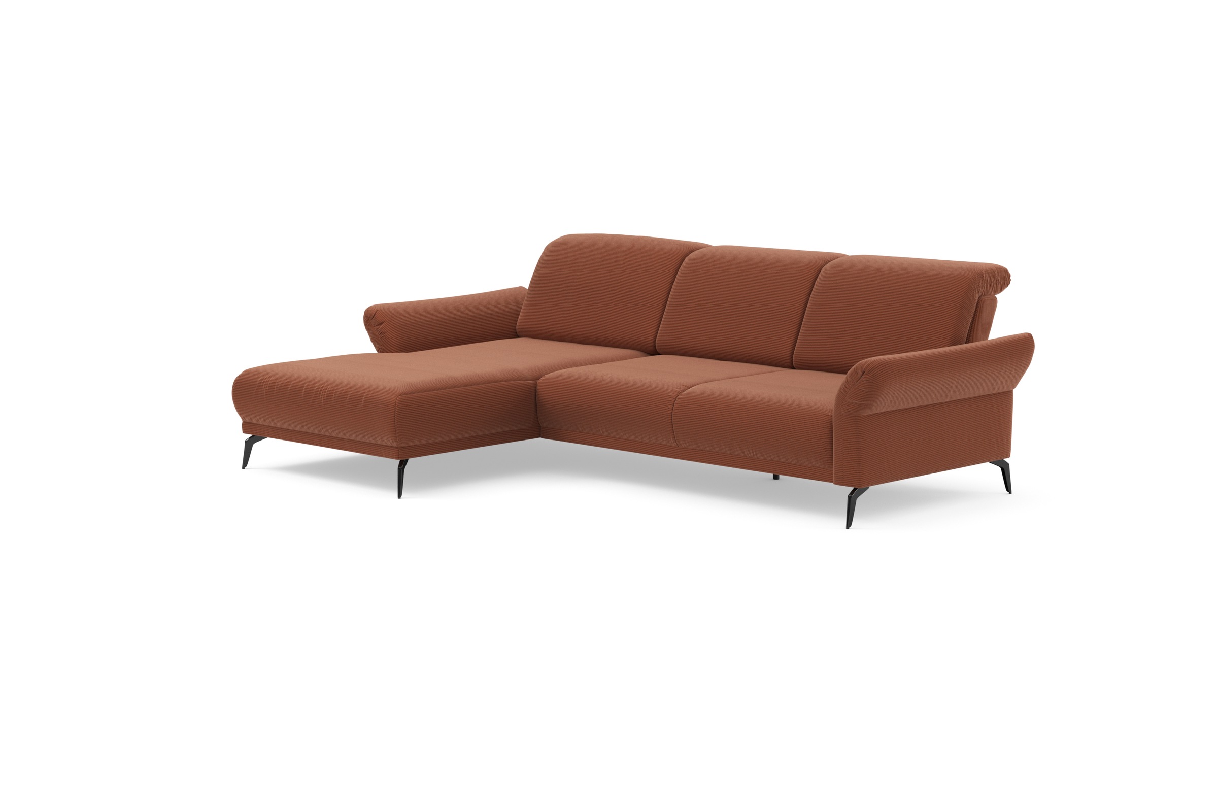 INOSIGN Ecksofa »Coco L-Form«, Sitztiefen-, Arm- und Kopfteilverstellung, Cord-Bezug, Fußhöhe 15 cm