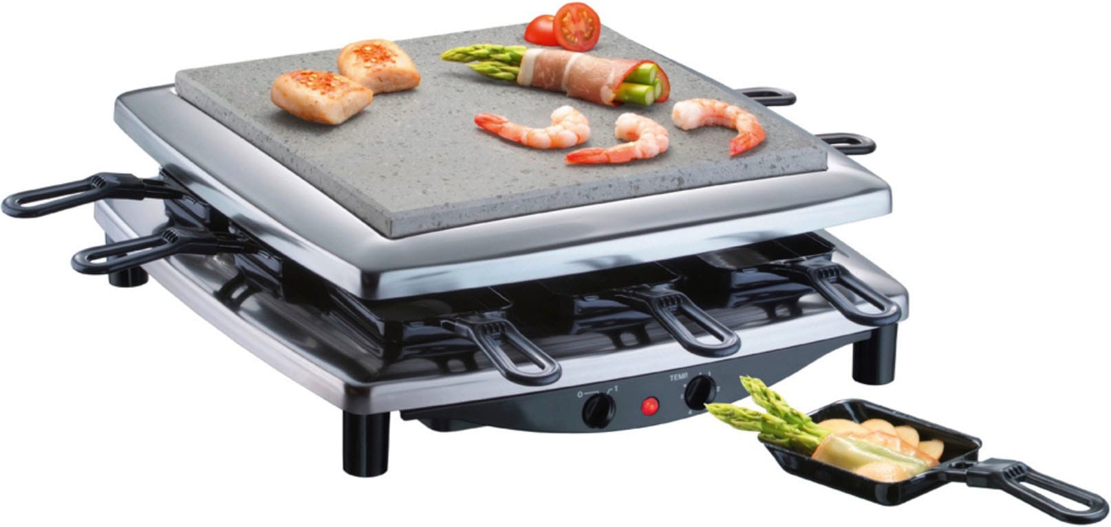 bestron Raclette »AWS600«, 6 St. Raclettepfännchen, 1000 W, Mini Wok Pfannen  für 6 Personen, inkl. 6 Holzspatel & 1 Schöpflöffel auf Rechnung | BAUR