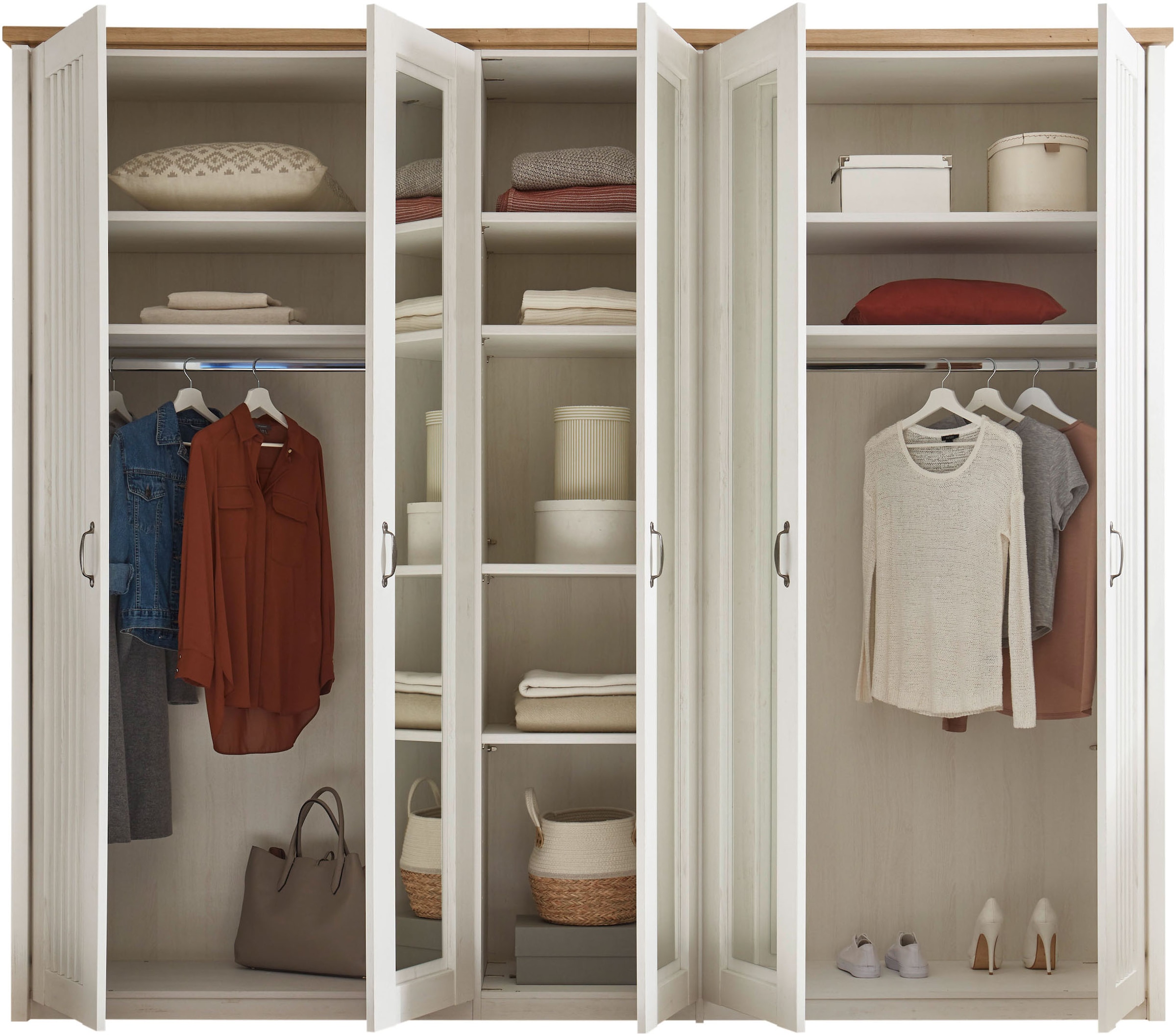 Schlafkontor Drehtürenschrank »Trient«, im Landhaustil, Schlafzimmerschrank mit Spiegel