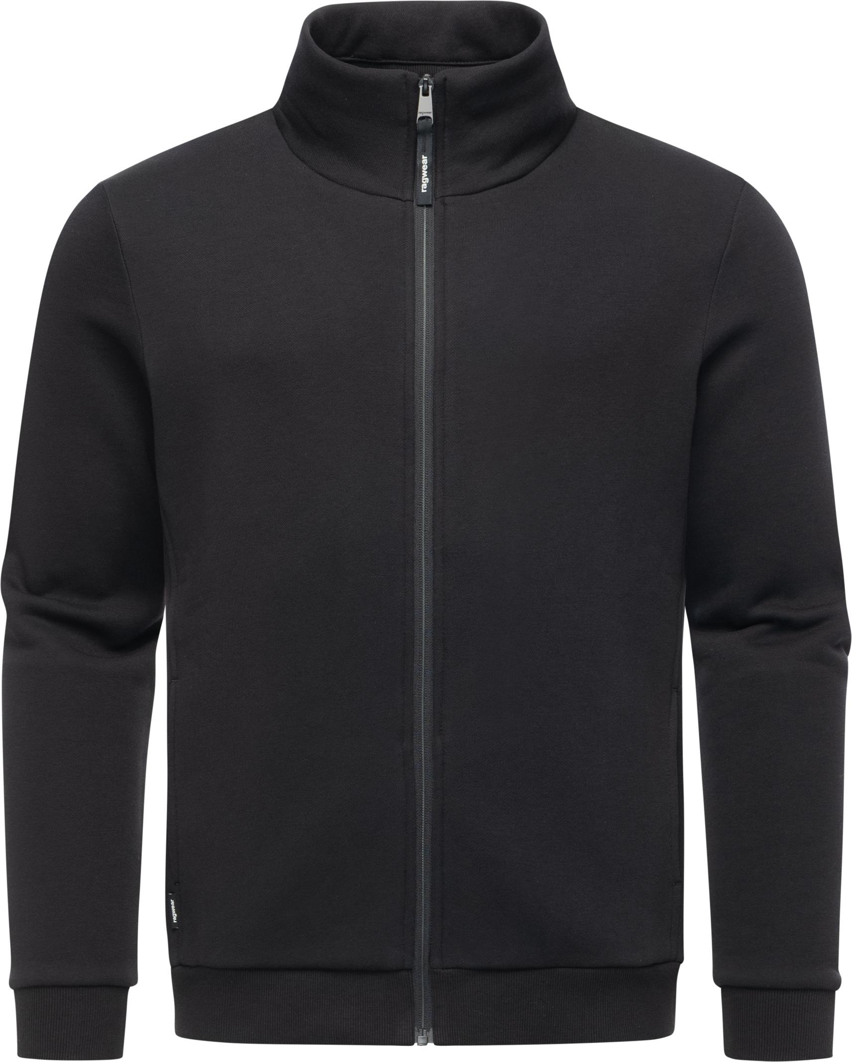 Sweatjacke RAGWEAR "Jettrys", Herren, Gr. XL (54), schwarz, Material: 70% Baumwolle, 30% Polyester, Basic, gerade hüftbedeckend, hoch geschlossener Ausschnitt, Ärmel ohne Ärmelschlitz Bündchen, Sweatjacken Sweatjacke, Weiche Herren Alltagsjacke