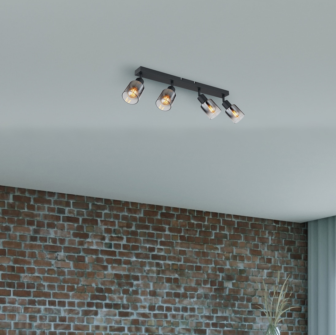 GLOBO LIGHTING Deckenstrahler »HUBERTUS«, Leuchtmittel E14 | ohne Leuchtmittel, Deckenspot/schwarz/Glas rauchfarben/Flur/Wohnzimmer