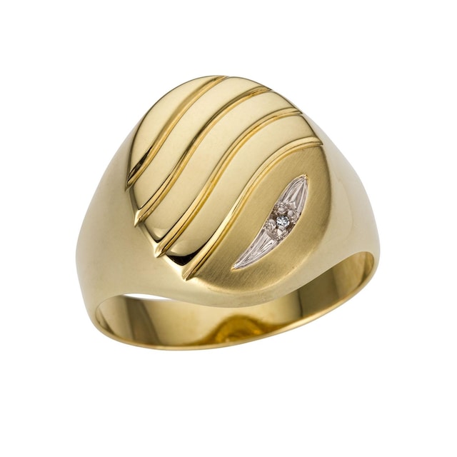 Firetti Goldring »Schmuck Geschenk, rhodiniert, matt, bicolor, Ringkopf mit  Rillen«, Made in Germany, mit Diamant ▷ bestellen | BAUR