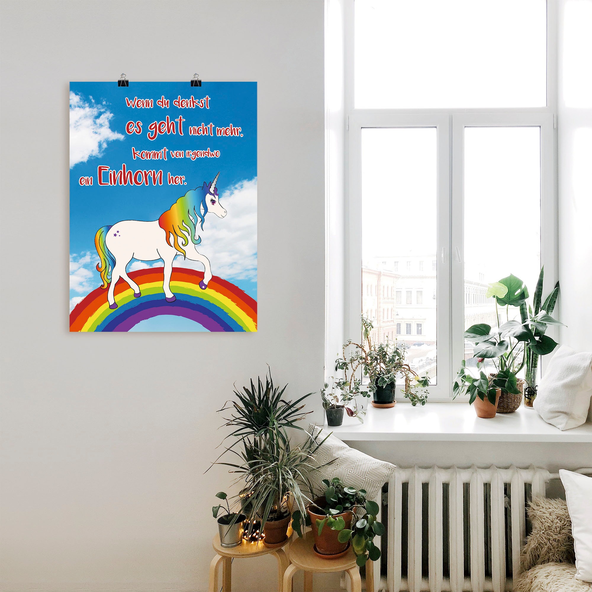 Artland Wandbild "Einhorn mit Regenbogen", Animal Fantasy, (1 St.), als Pos günstig online kaufen