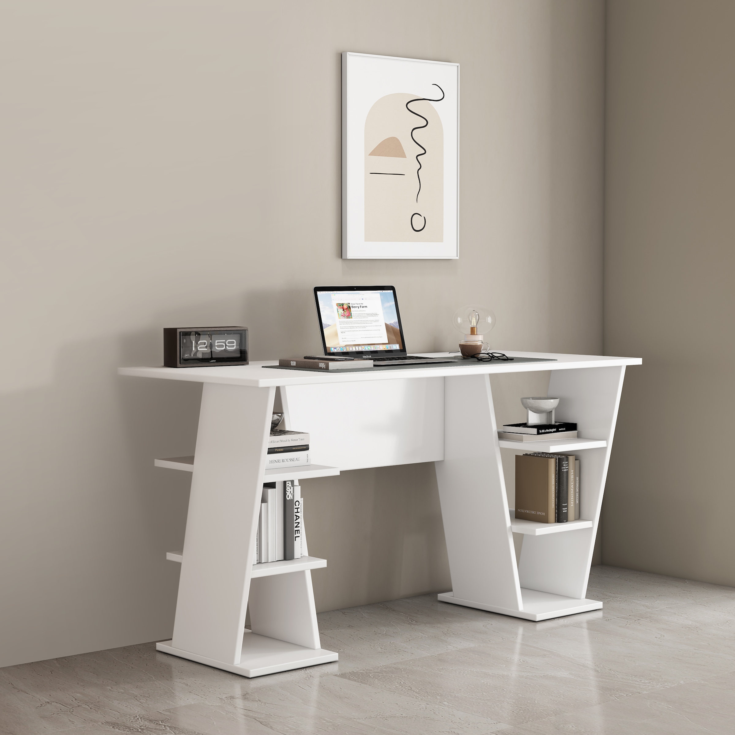 OTTO home Schreibtisch »Ezzell« Regalschreibtisch mit Ablagen, modernes Design, Breite 137 cm