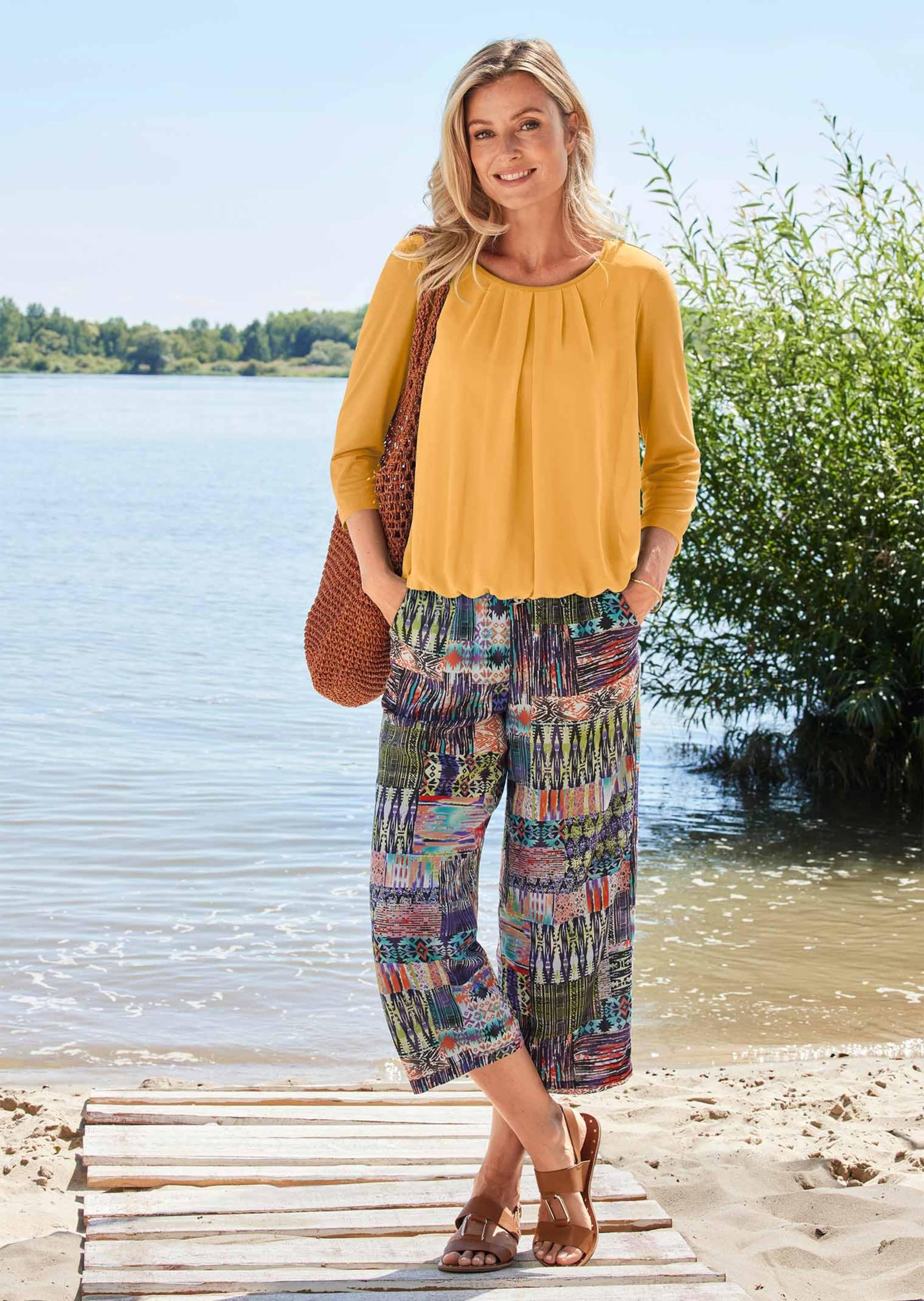 Goldner Chiffon Short Sleeve Blouse Yellow 52 3