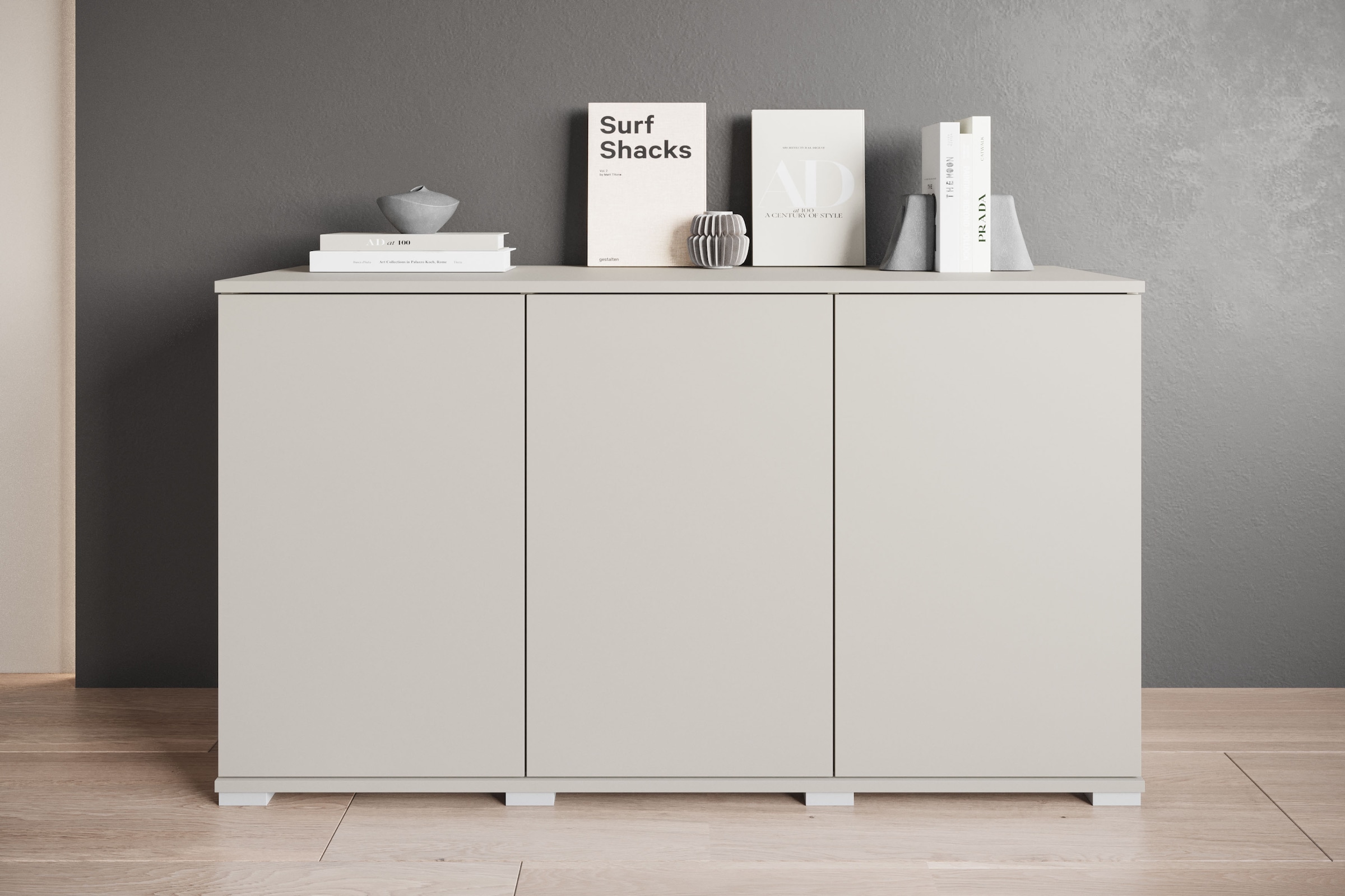 OTTO home Sideboard "Kenia, moderne grifflose Kommode mit 3 Türen, Breite 120 cm" 1 Stk. tlg. Push-to-Open-Fronten, höhenverstellbaren Einlegeböden