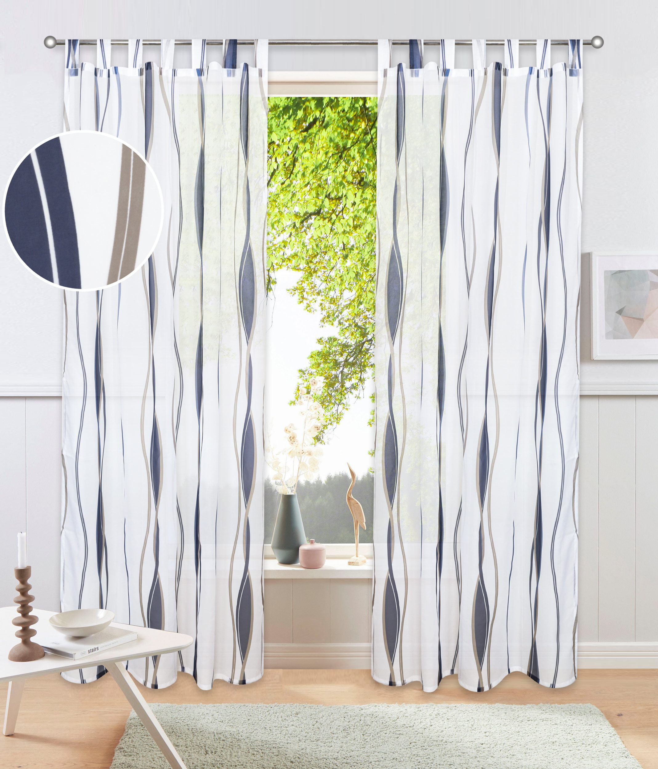 OTTO home Gardine "DIMONA" Schlaufen 2 Stk. tlg. 2-er Set, Voile, Polyester, Wellen