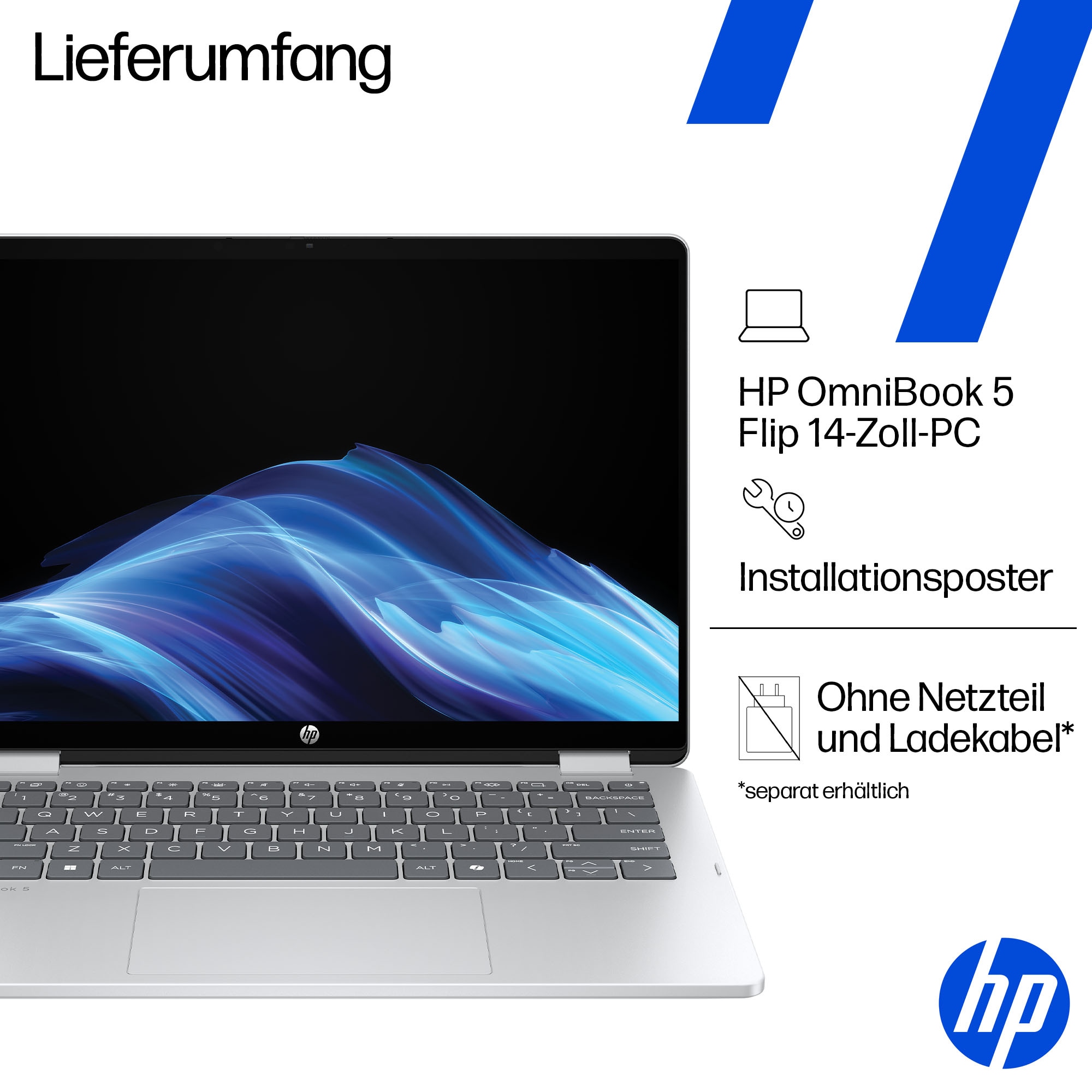 HP Convertible Notebook »OmniBook 5 Flip 14-fp0250ngx« 35,56 cm / 14 ″ Intel Core 5 Intel Graphics 256 GB SSD