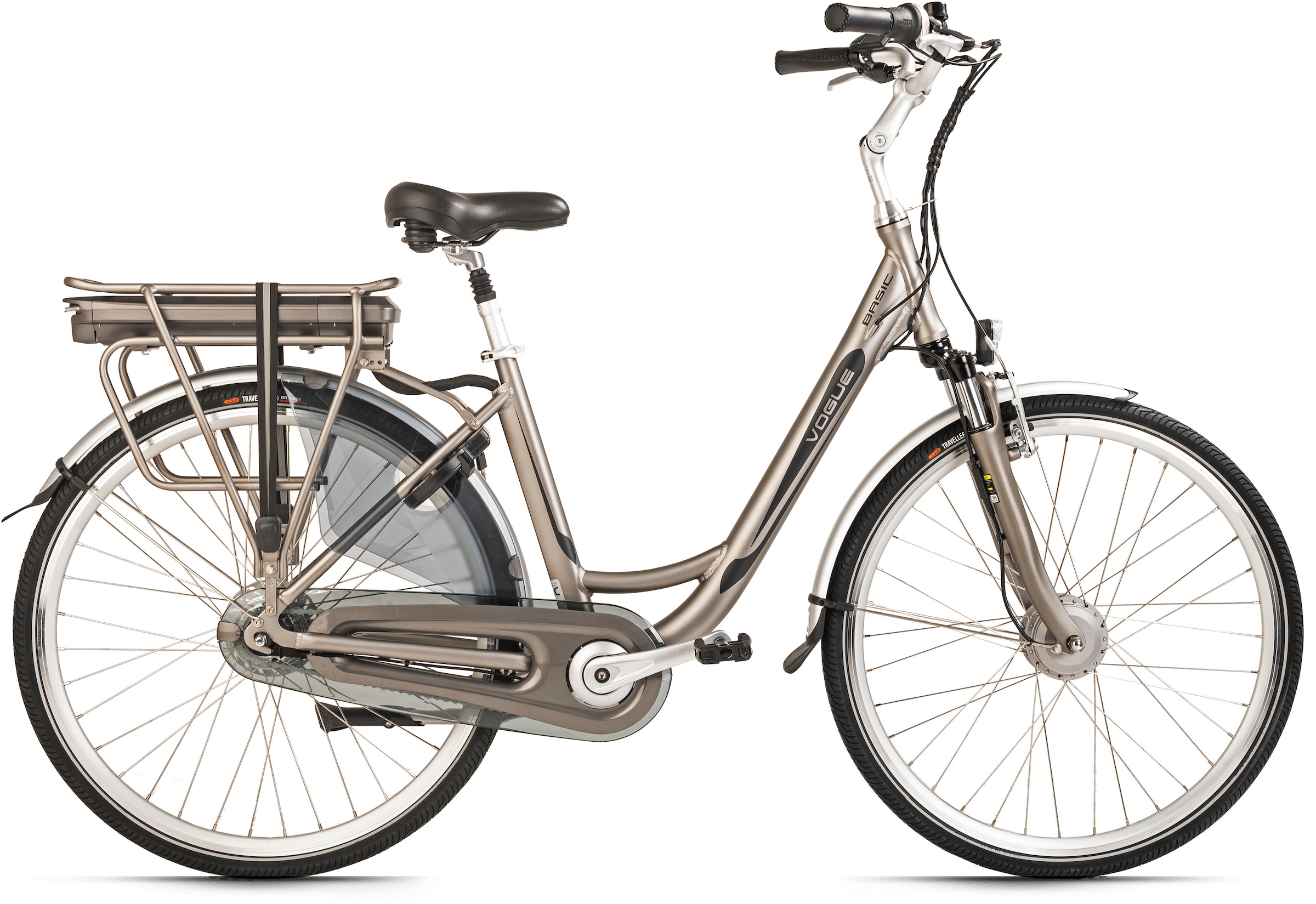 VOGUE BIKE E-Bike "Basic", 7 Gang, Shimano, Nexus, Frontmotor 250 W, Pedelec, Elektrofahrrad für Damen u. Herren