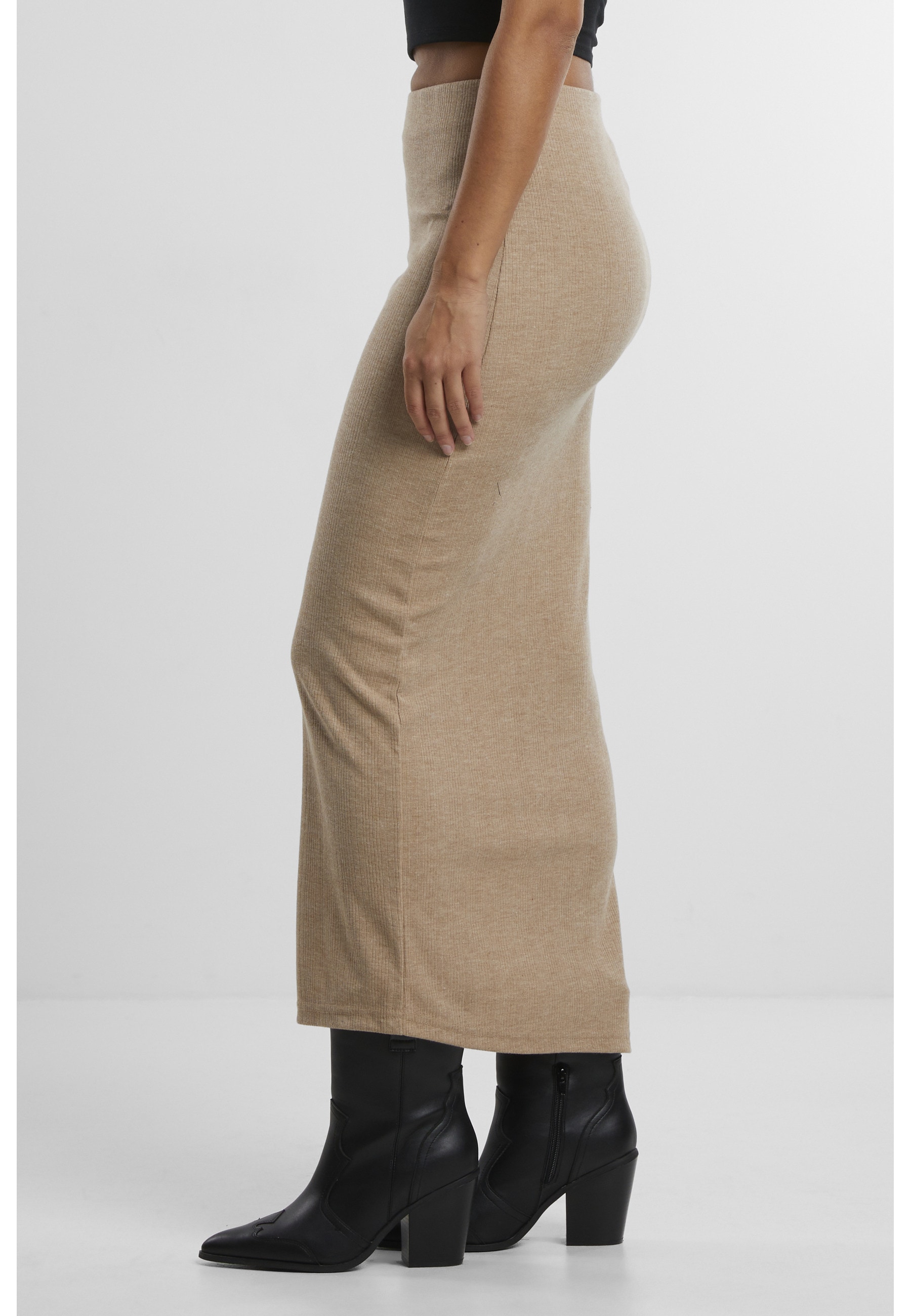 URBAN CLASSICS Sommerrock »Urban Classics Ladies Rib High Slit Skirt« 1 Stk.