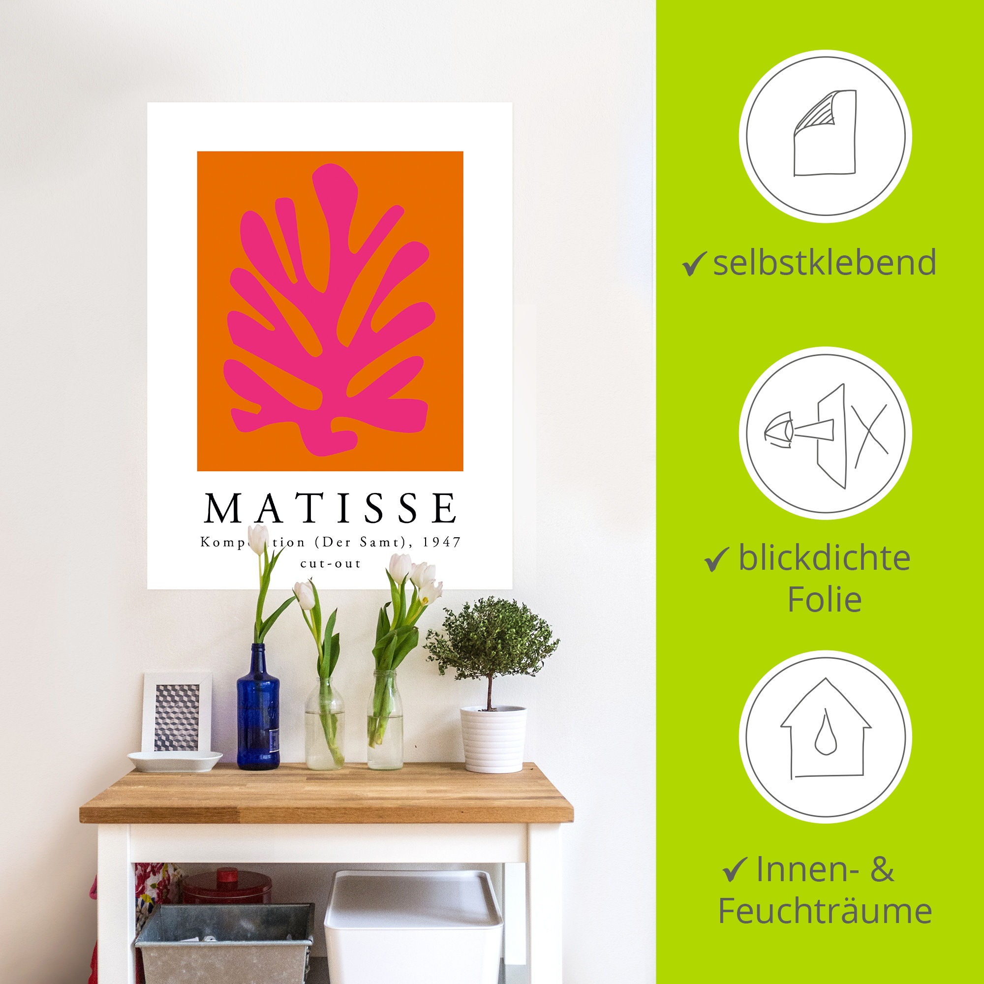 Artland Wandbild »Matisse Komposition - cut-out pink« Muster 1 Stk. tlg. als Alubild, Leinwandbild, Poster, Wandaufkleber in verschied. Größen