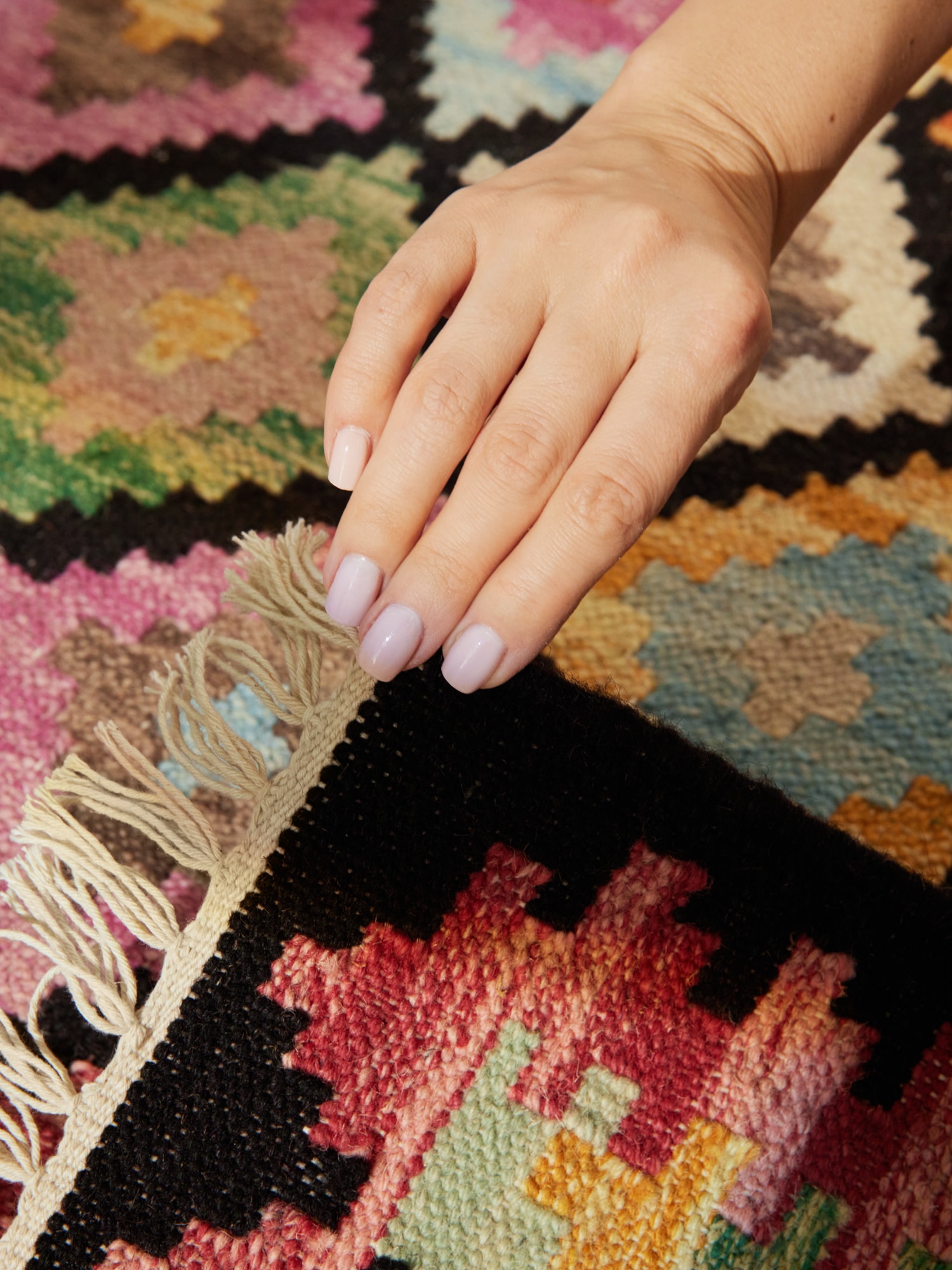 HANSE Home Teppich »Kelim Zara«, rechteckig, 3 mm Höhe, Wolle, Baumwolle, Natur, Handgewebt, orientalisch, Boho, traditionell