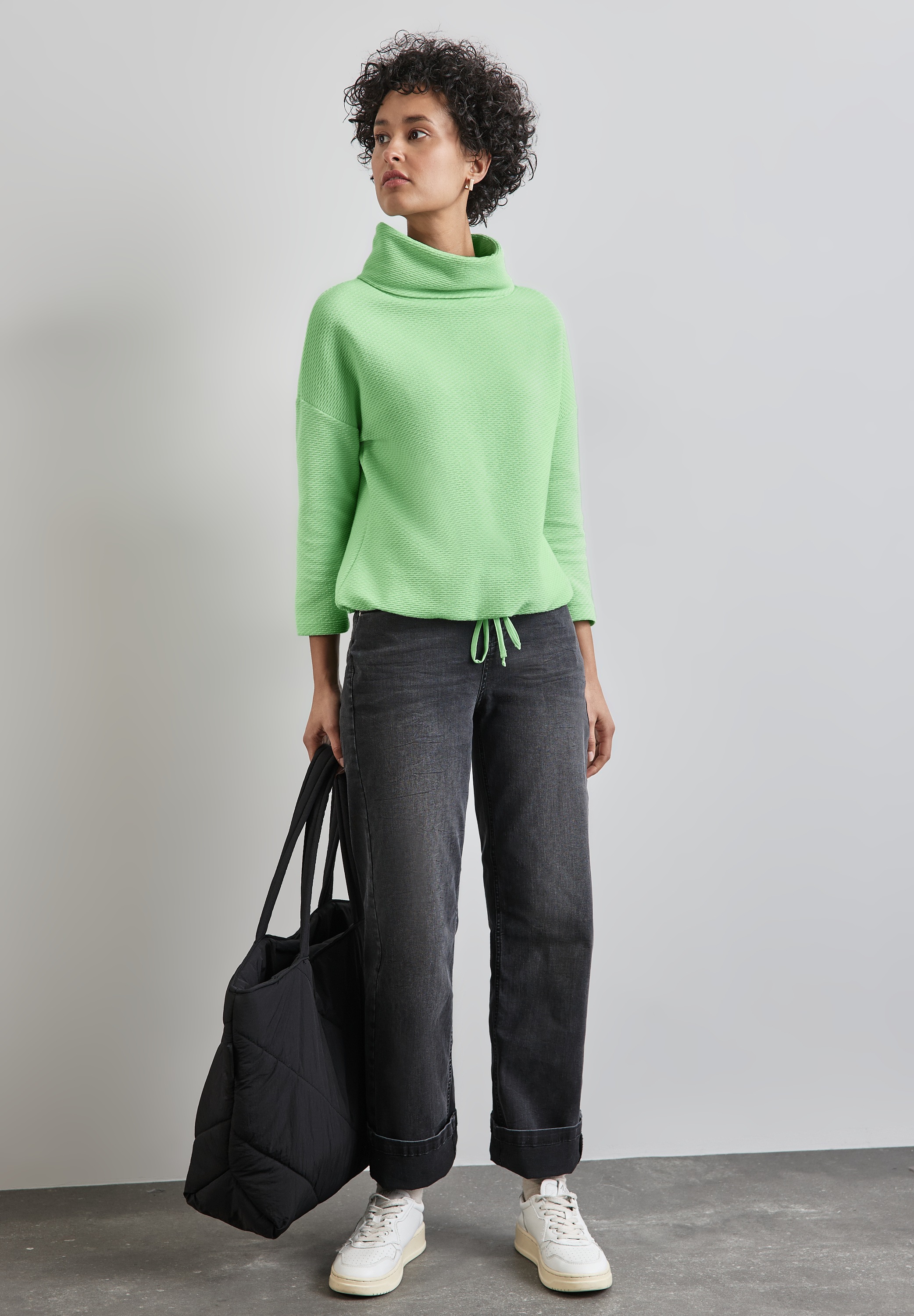 STREET ONE Langarmshirt, mit Tunnelzug am Saum