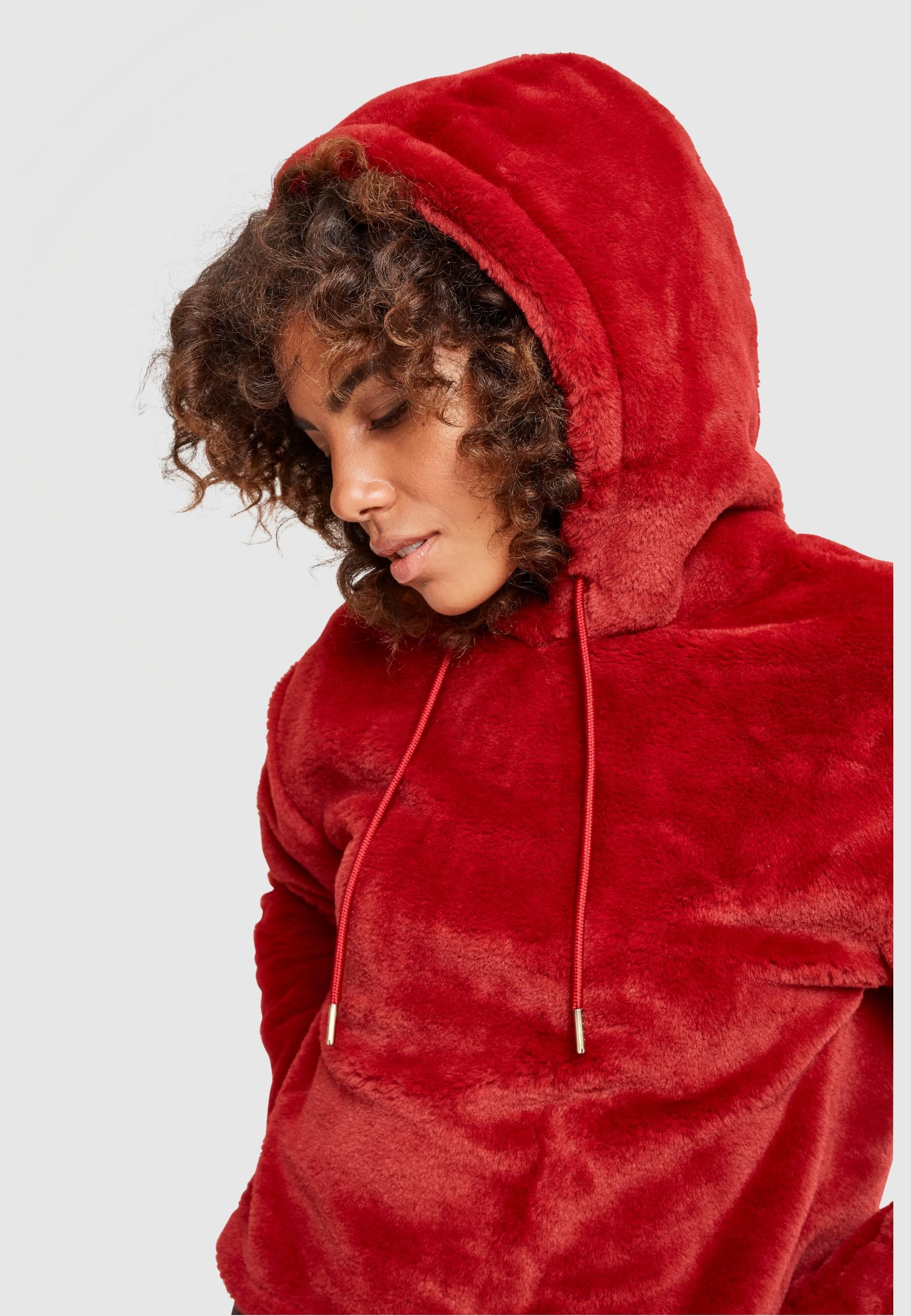 URBAN CLASSICS Rundhalspullover »Urban Classics Damen Ladies Oversize Short Teddy Hoody«, (1 tlg.)