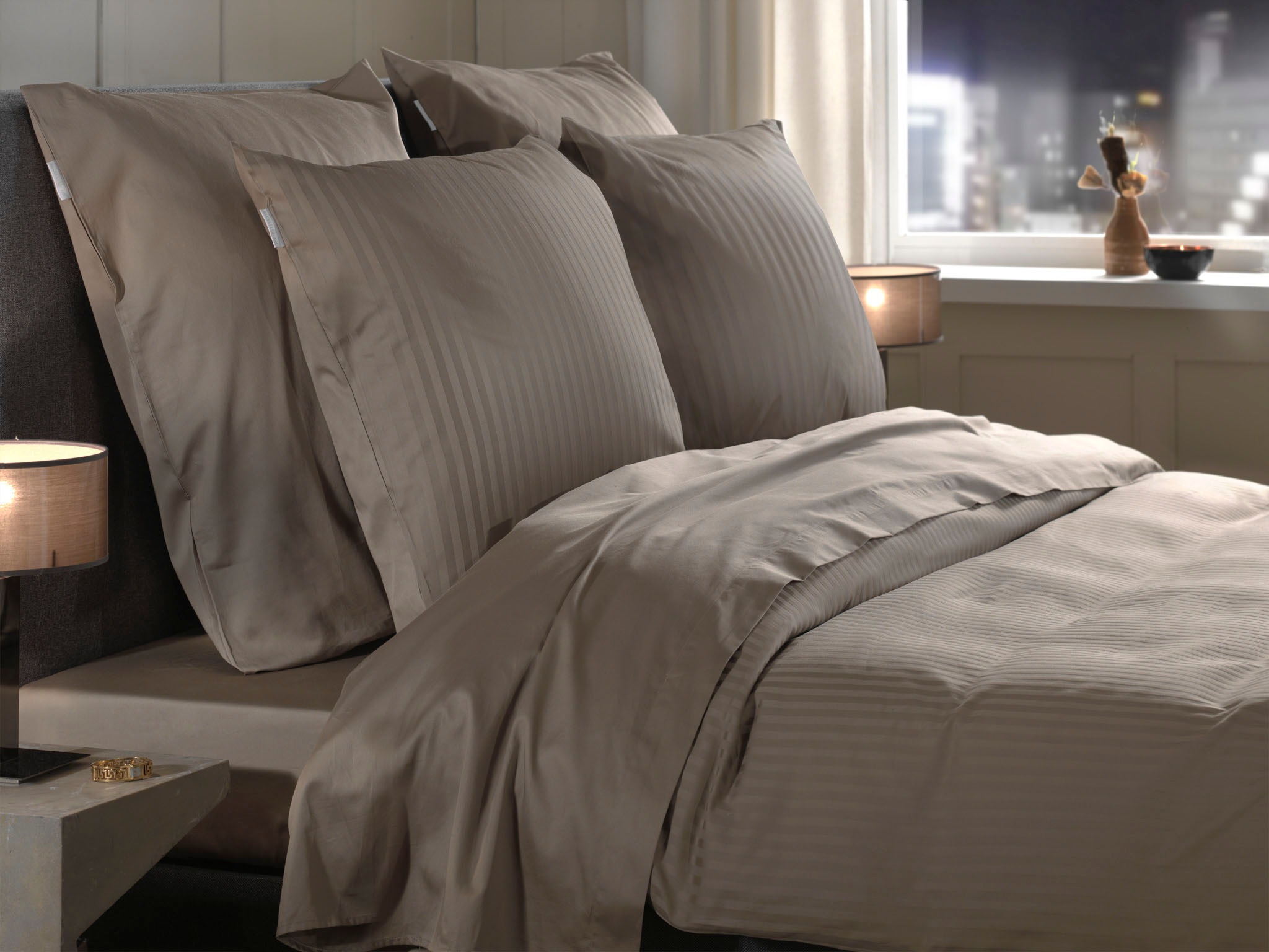 Thumbnail - Heckett & Lane Bettwäsche "Banda" 2 hochwertiges Mako-Satin, Streifen Satin, Bettwäsche ab 135x200 cm.