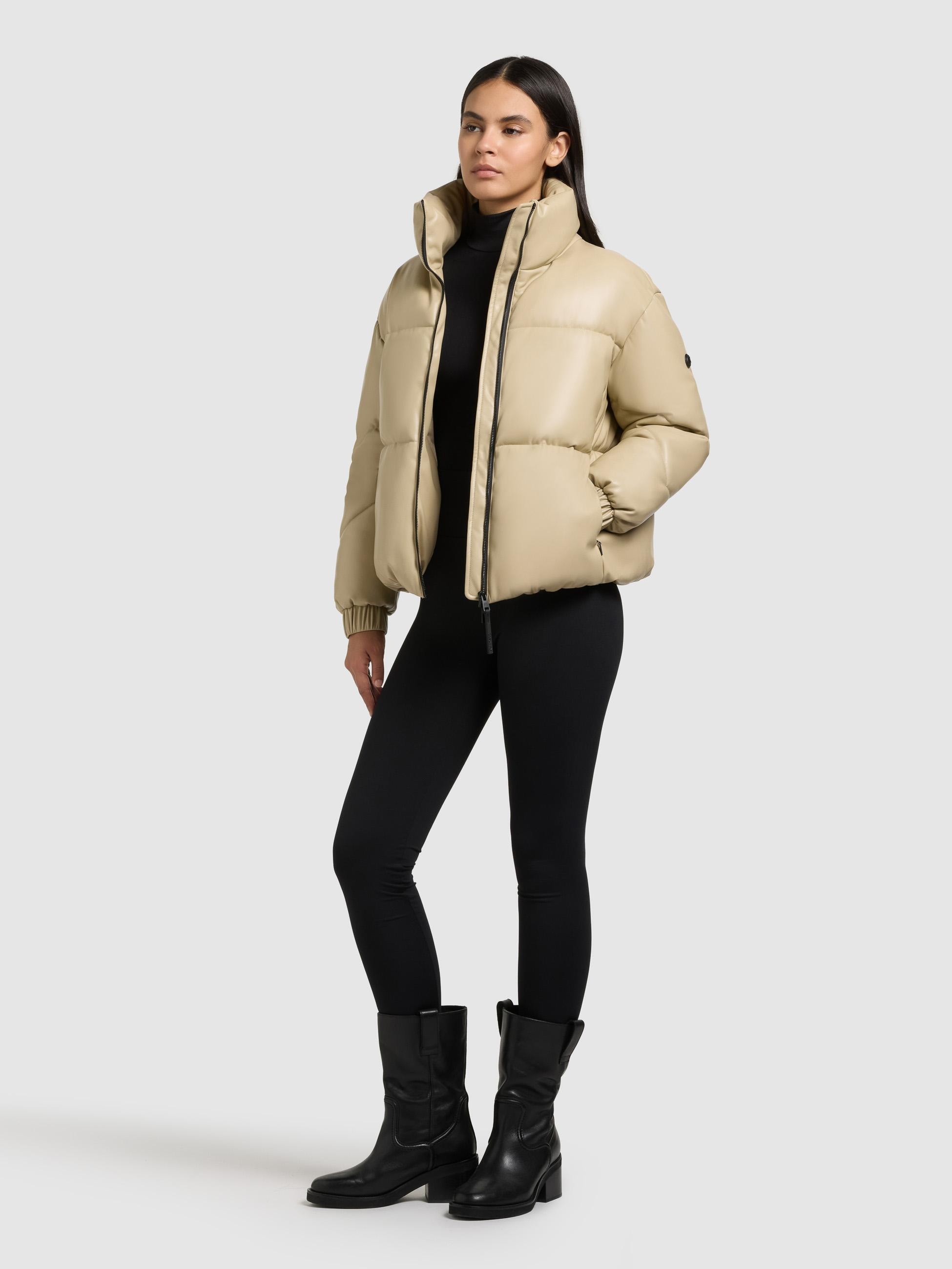 khujo Steppjacke »Khalia« ohne Kapuze Gesteppte Damen Winterjacke in Lederoptik