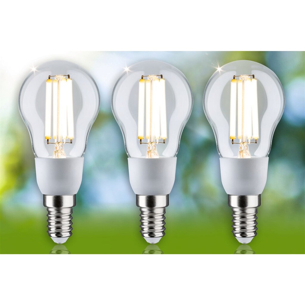 Paulmann LED-Leuchtmittel »Eco-Line 3er Pack Tropfen 525lm 2,5W 3000K klar 230V«, Warmweiß