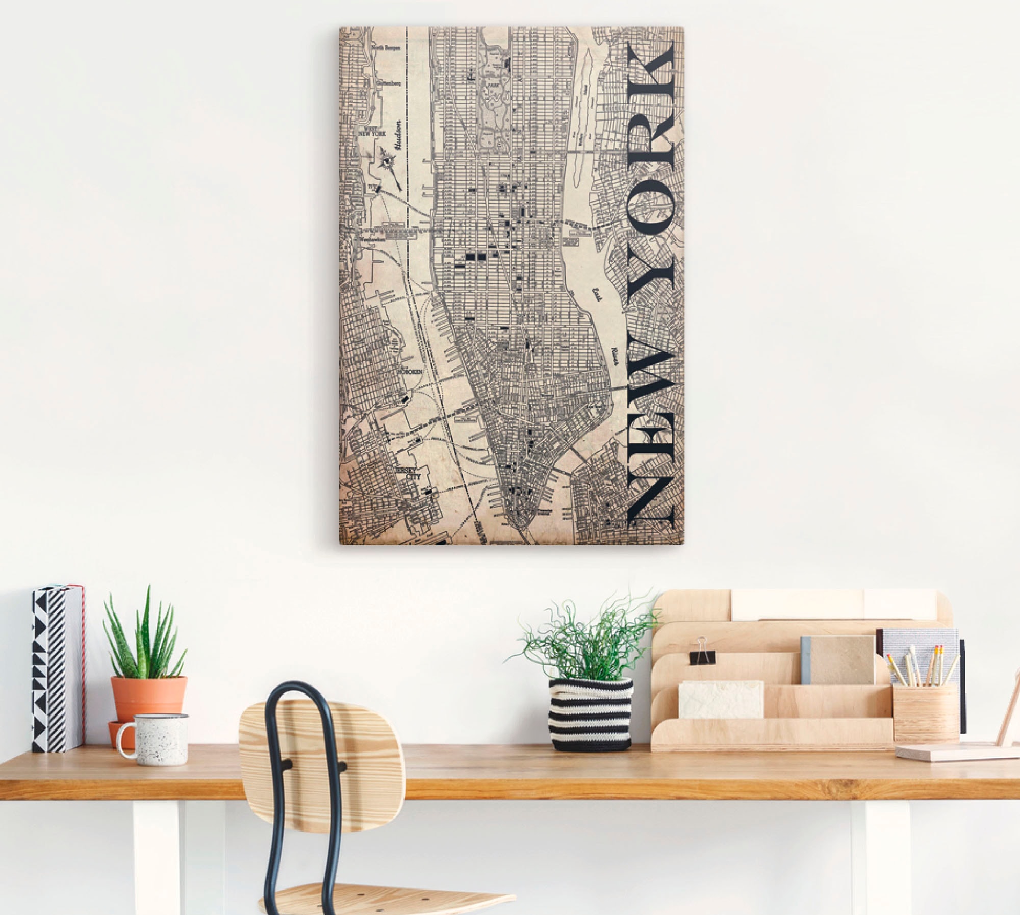 Artland Wandbild »New York Karte Straßen Karte Grunge«, Amerika, (1 St.), als Leinwandbild, Poster in verschied. Größen