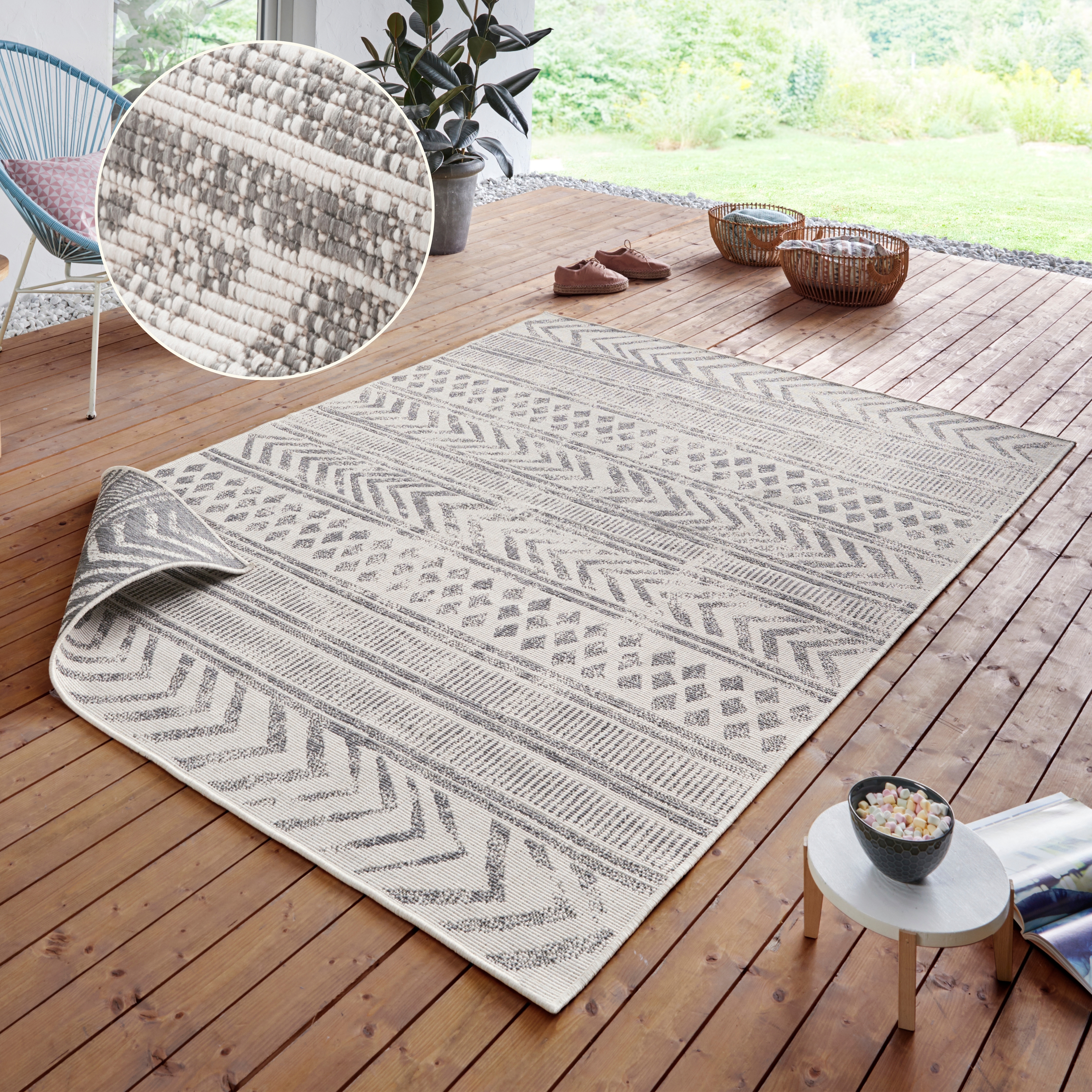 HANSE Home "BIRI Wendeteppich" rechteckig 5 mm Höhe In-& Outdoor, Wetterfest, Balkon, Läufer, Wohnzimmer, Wasserfest, Boho