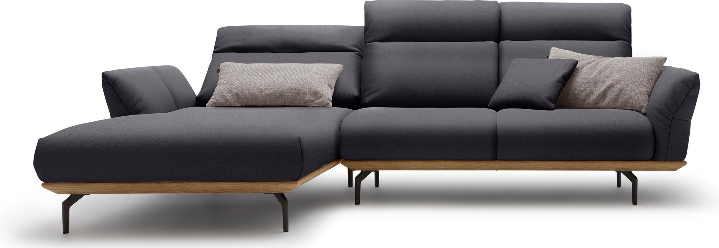 Creation BY ROLF BENZ Ecksofa »hs.460«, Sockel in Nussbaum, Winkelfüße in Umbragrau, Breite 298 cm