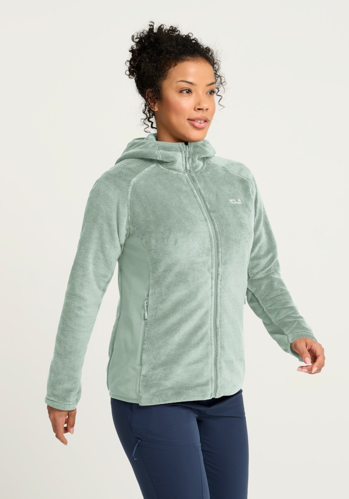 Jack Wolfskin Fleecejacke "ROTWAND HOODED FZ W" mit Kapuze, Langarm, atmungsaktives Gewebe