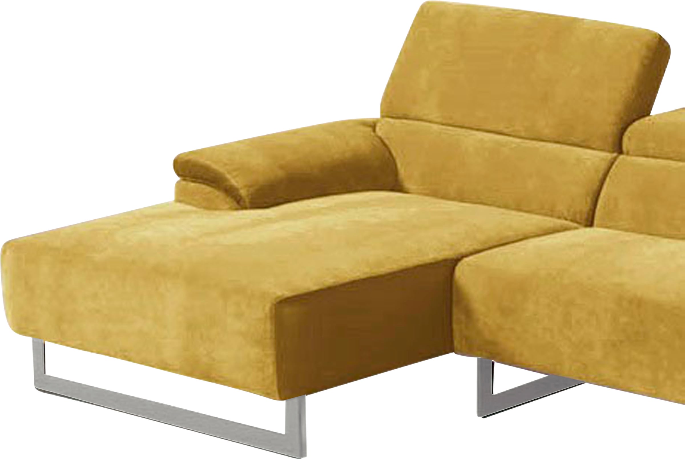 Egoitaliano Ecksofa »Malika, edel und bequem, Designsofa mit hochwertigen Bezügen, L-Form«, mit Recamiere, inkl. Kopfteilverstellung und chromfarbenen Metallfüßen