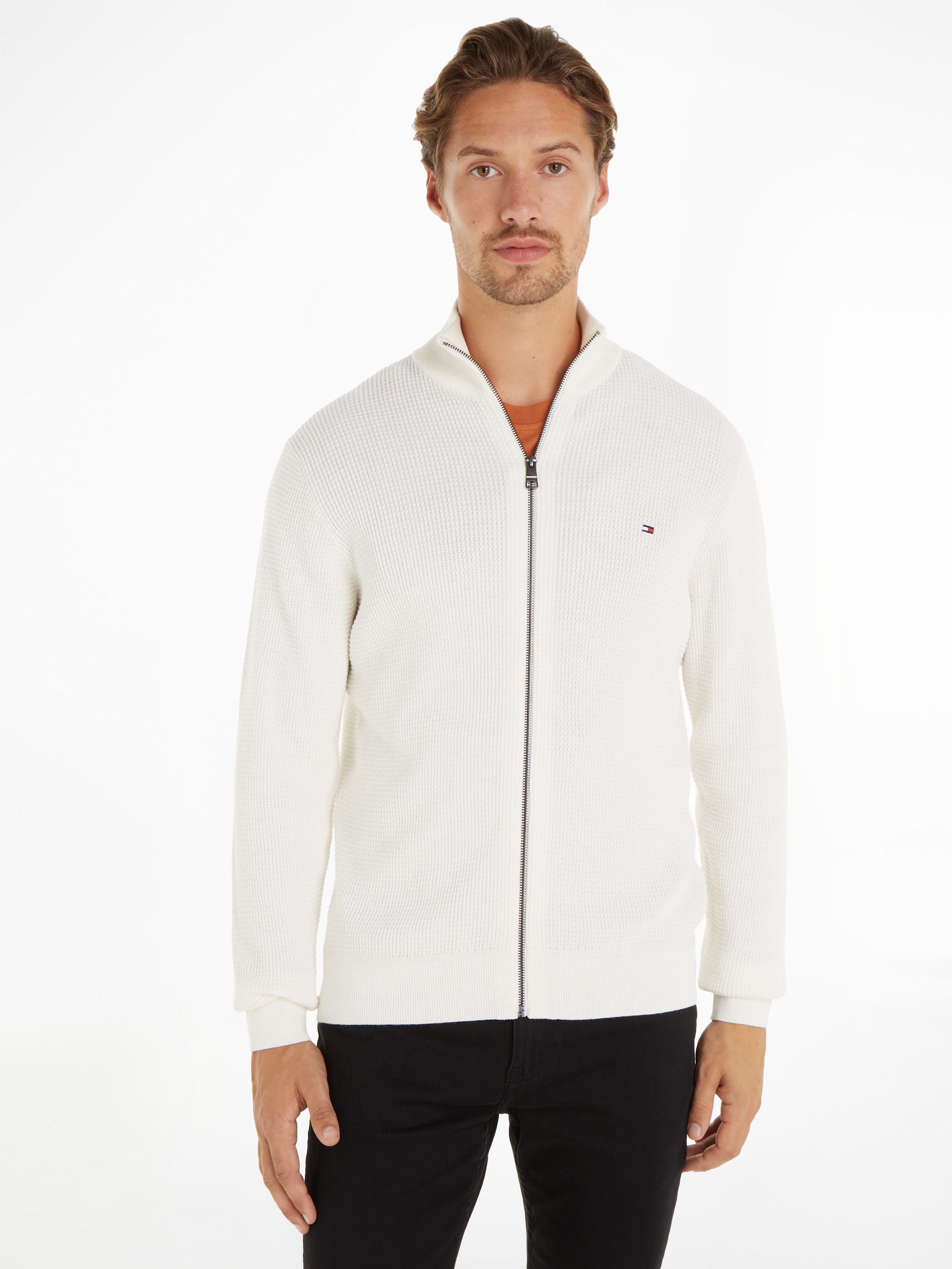 Tommy Hilfiger Cardigan »REFINED STRUCTURE ZIP THRU«, mit feiner Struktur