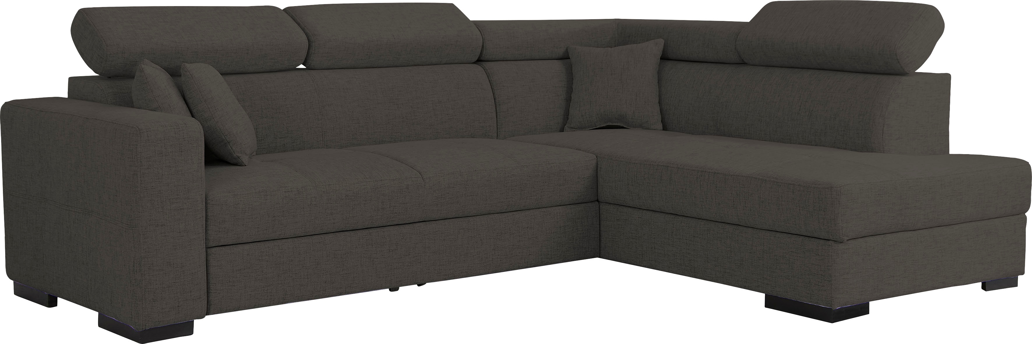 Home affaire Ecksofa "Tulio bequem, bewährte Wellenunterfederung, Breite 267cm, L-Form" wahlweise mit Bettfunktion und Bettkasten, incl. 3 Zierkissen