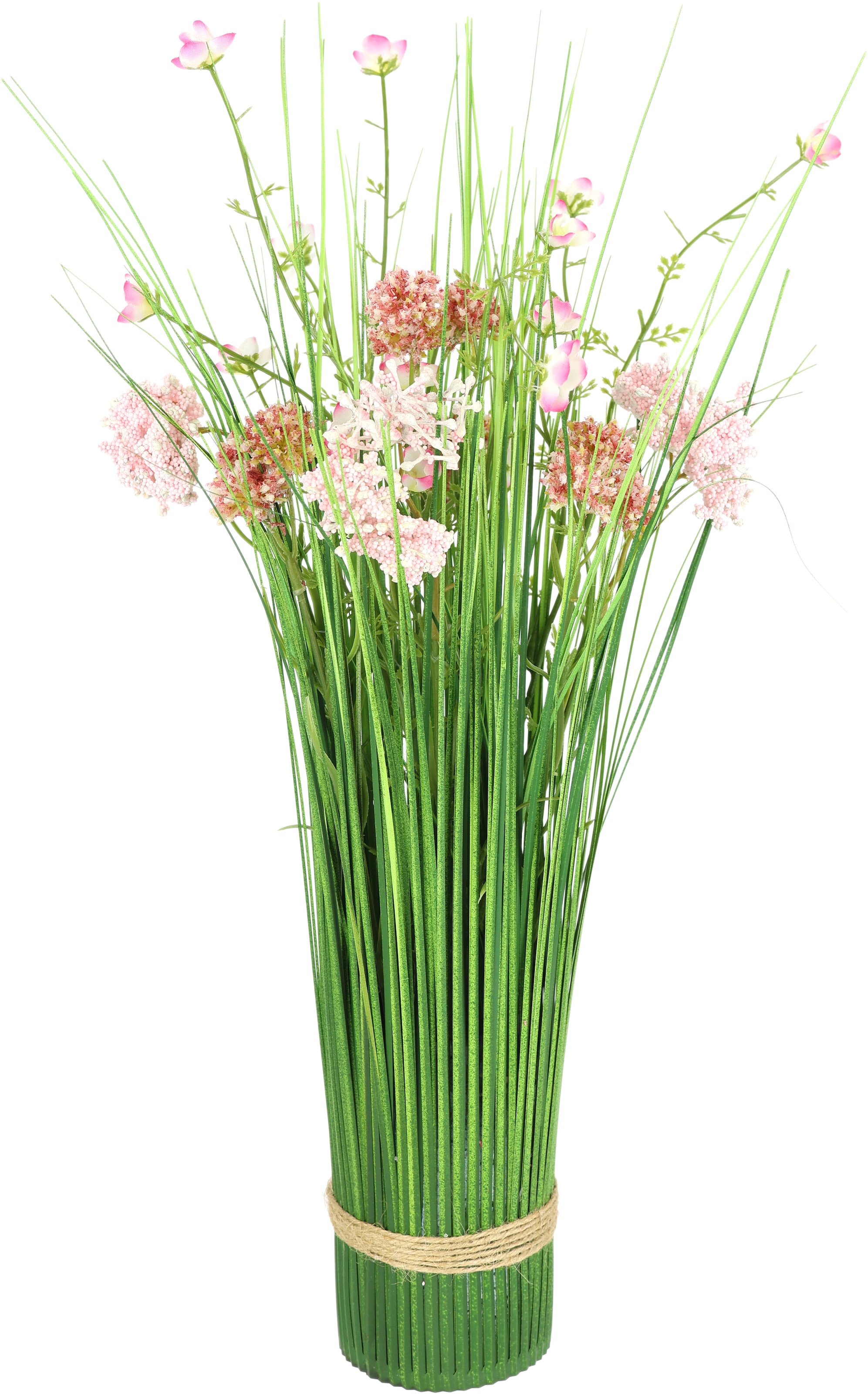 I.GE.A. Kunstpflanze "Künstlicher Grasbund mit Blüten" Grasbusch Deko Kunst günstig online kaufen