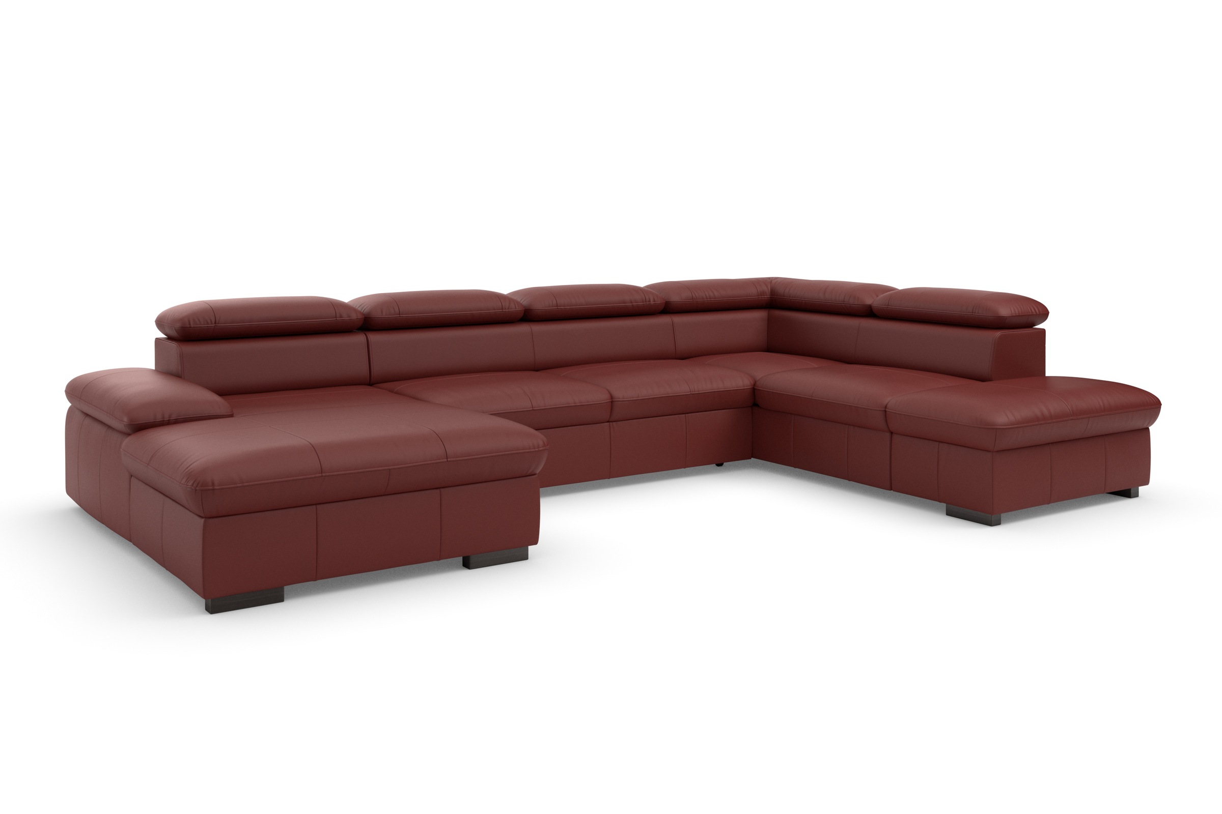 Wohnlandschaft HOME AFFAIRE "Alberto U-Form", rot (merlot), B:350cm H:73cm T:228cm, Luxus-Microfaser in Lederoptik (100% Polyester);Microfaser in Antiklederoptik (100% Polyester);Luxus-Microfaser Vintageoptik (100% Polyester);Luxus-Microfaser weich (90%Po 2