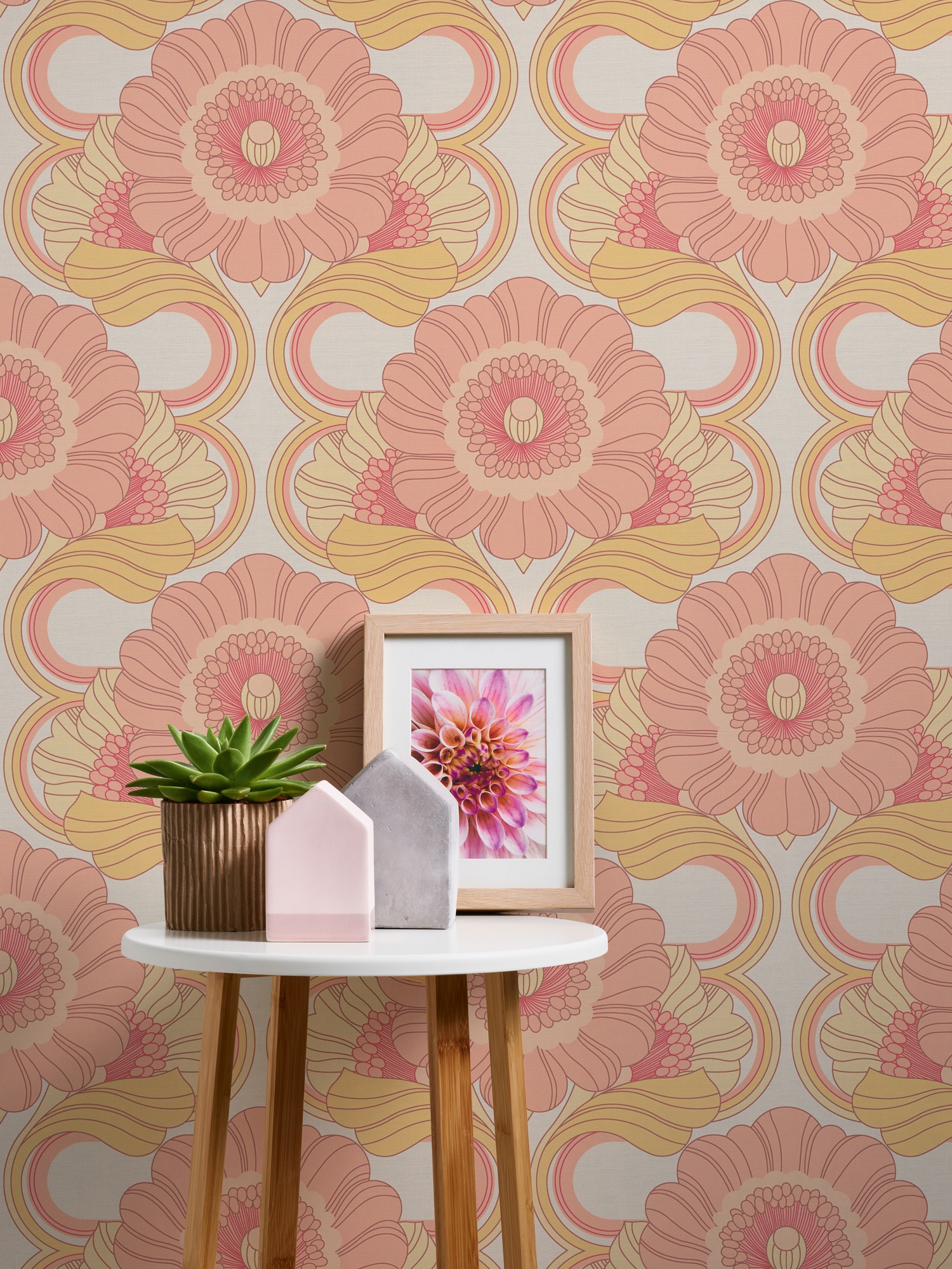 A.S. Création Vliestapete "Retro Chic Blumen-Tapete Mustertapete Vintage Blumen" Matt Strukturiert Vliestapete Blattmuster Für Schlafzimmer Küche