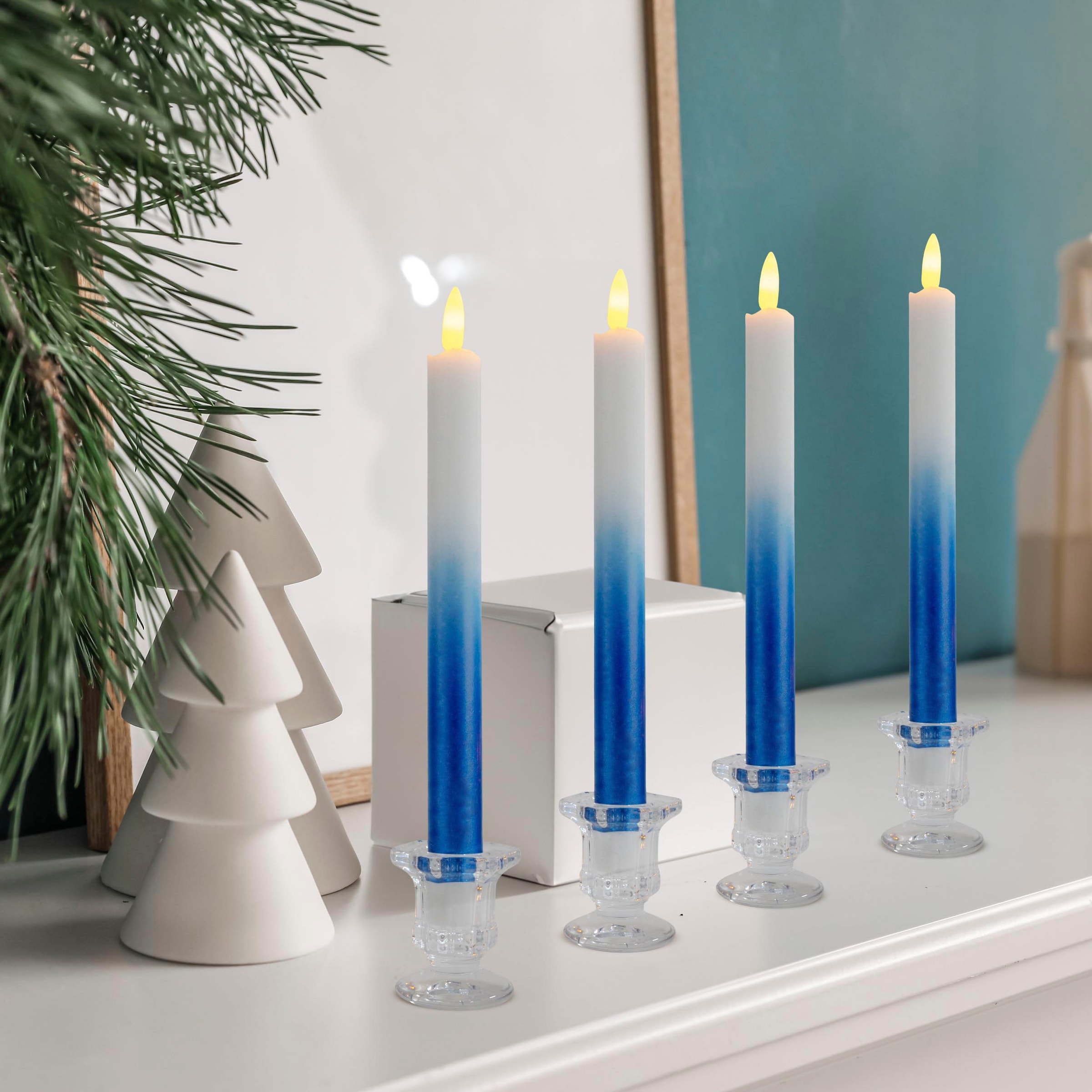 näve LED Dekolicht »LED-Kerze Vela, inkl. Glasständer«, aus Echtwachs, Höhe ca. 27,5 cm, warmweiß, Batteriebetrieb