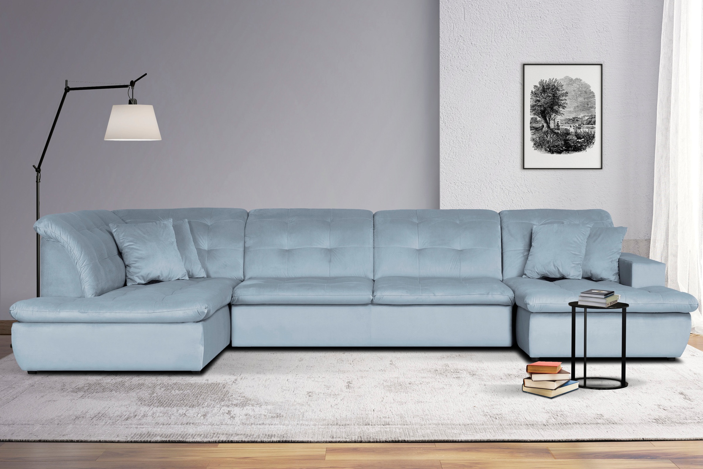 Home affaire Wohnlandschaft "BRISBANE NEU U-Form" mit feiner Steppung, Matten-Optik, incl. Zierkissen